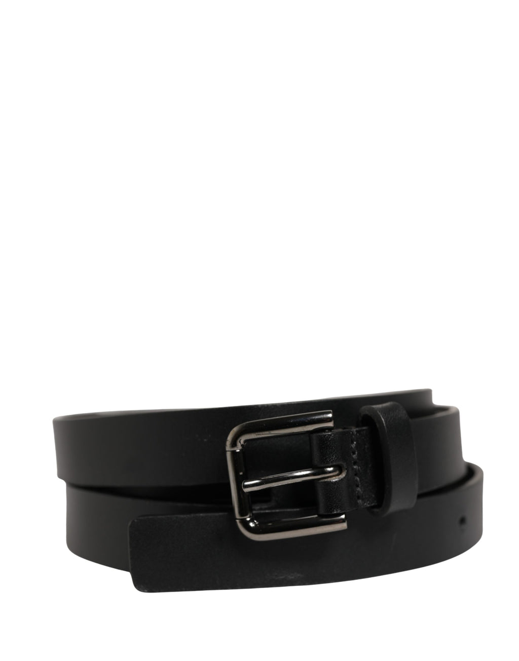 Ceinture Dolce & Gabbana en cuir noir à double sangle et boucle argentée