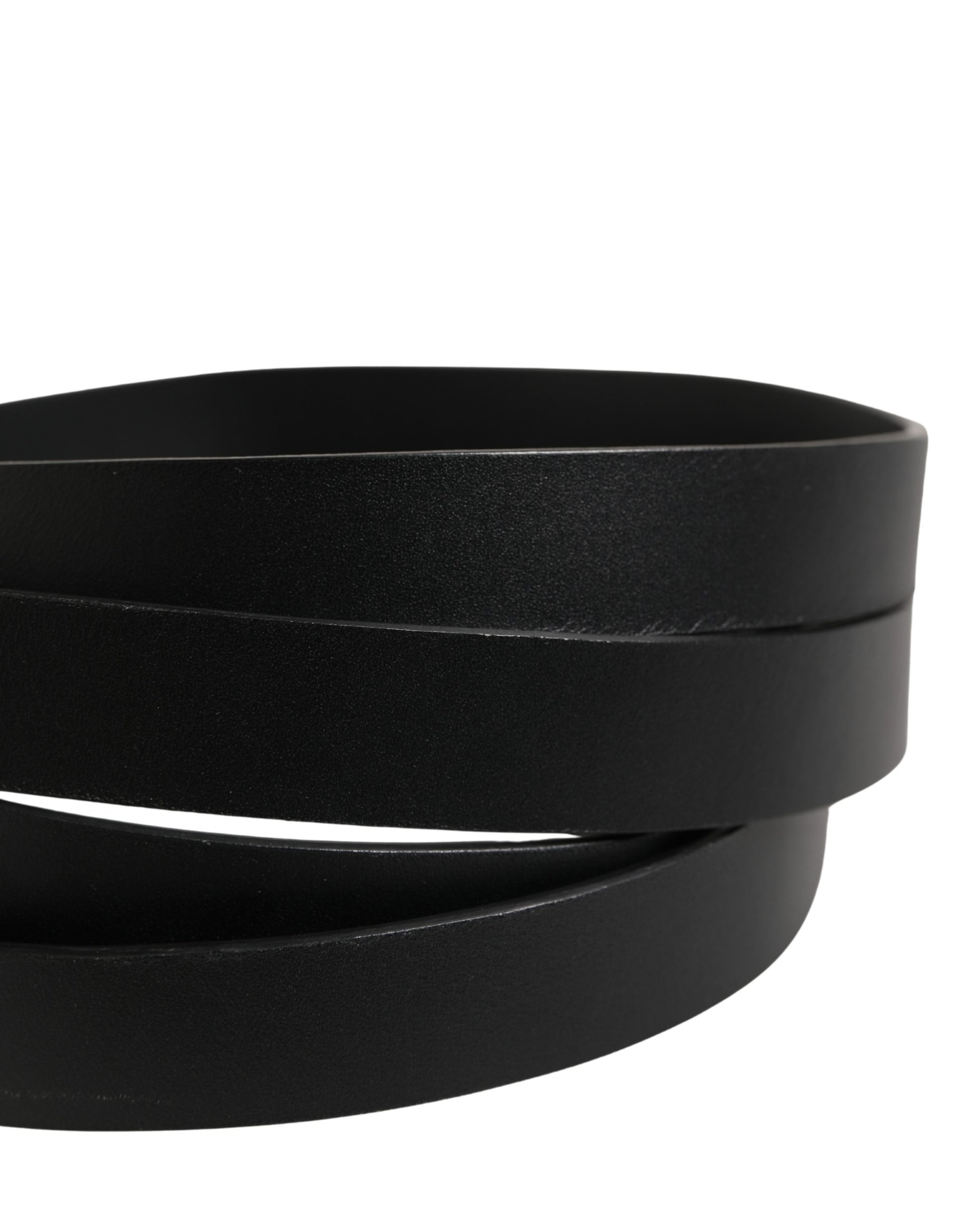Ceinture Dolce & Gabbana en cuir noir à double sangle et boucle argentée