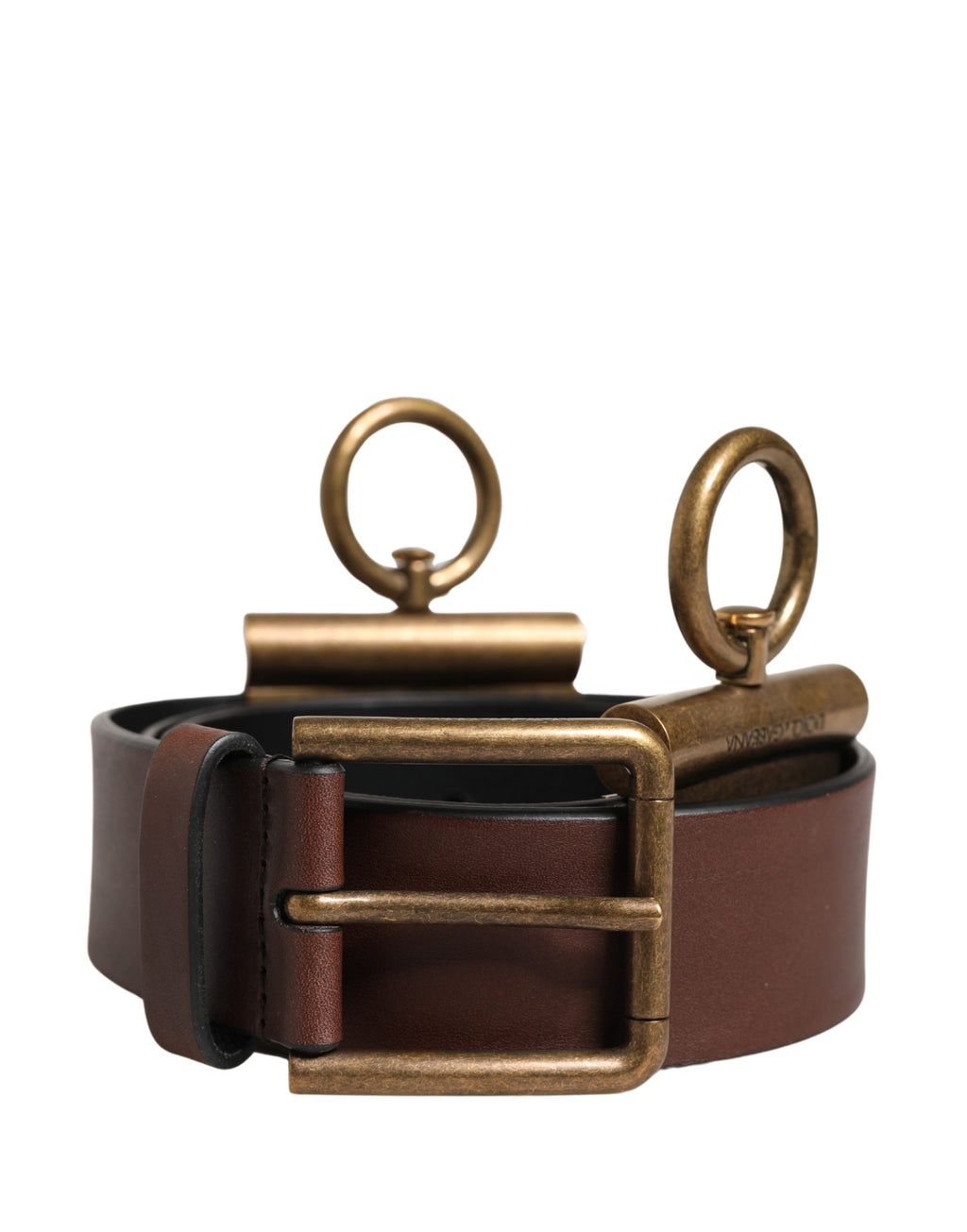 Dolce & Gabbana Ceinture Homme Classique en Cuir Marron à Boucle Métallique