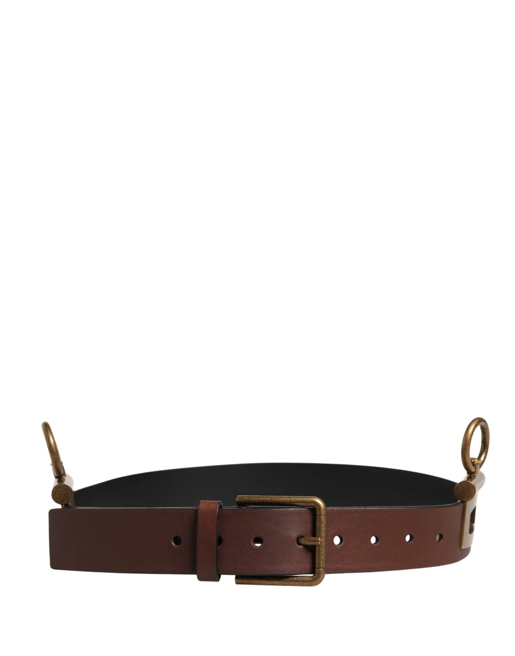 Dolce & Gabbana Ceinture Homme Classique en Cuir Marron à Boucle Métallique