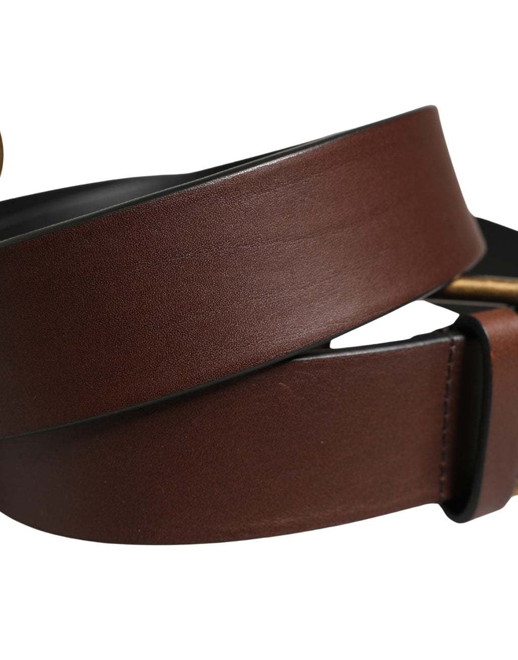 Dolce & Gabbana Ceinture Homme Classique en Cuir Marron à Boucle Métallique
