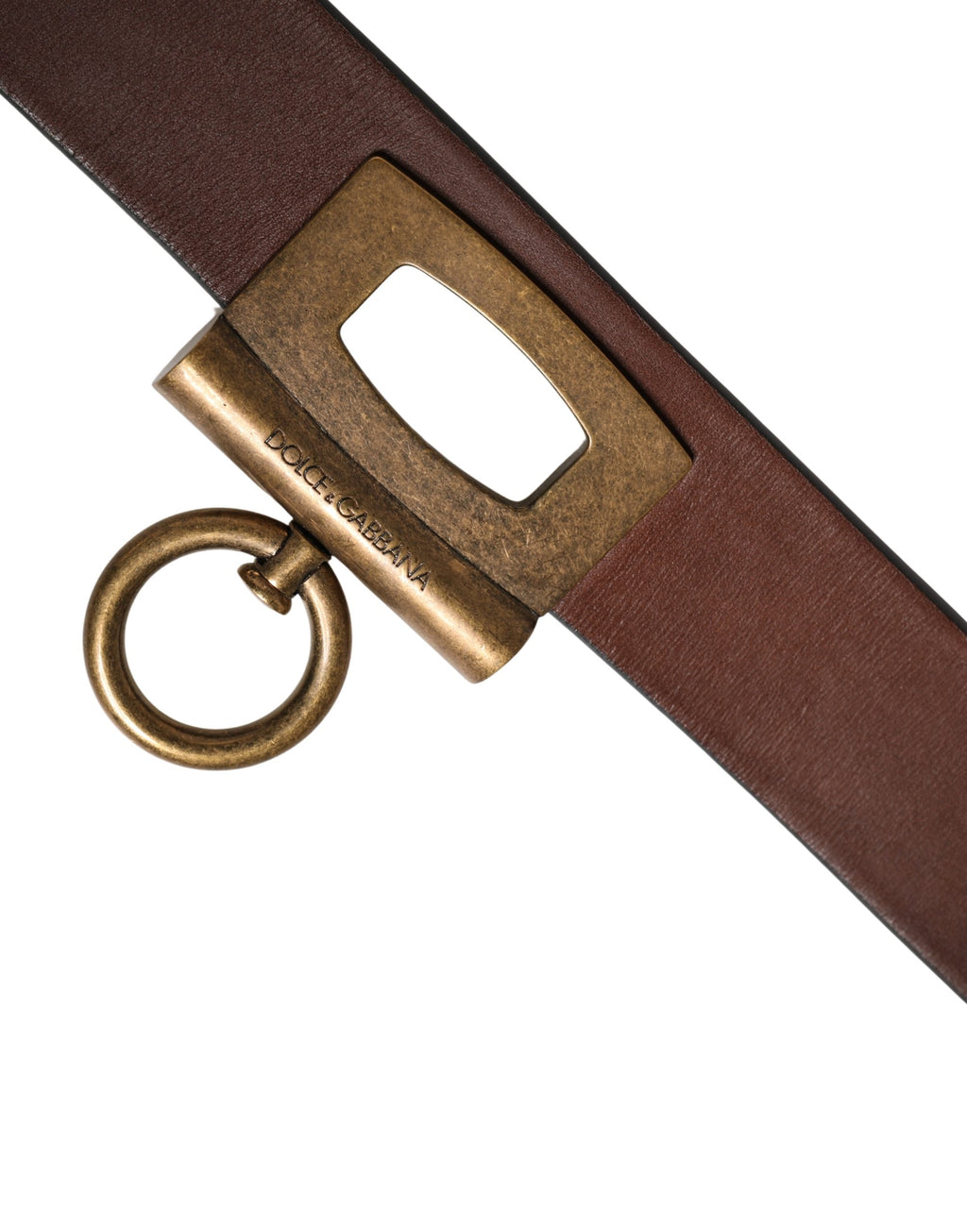Dolce & Gabbana Ceinture Homme Classique en Cuir Marron à Boucle Métallique
