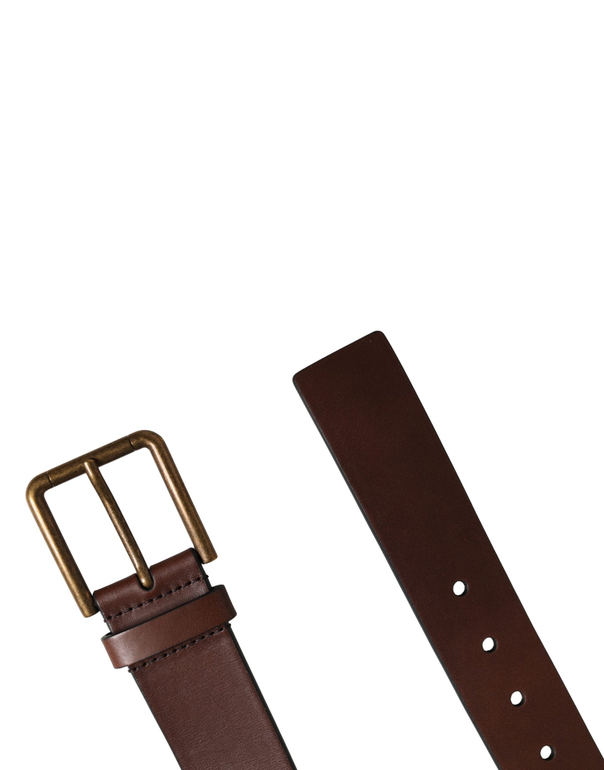 Dolce & Gabbana Ceinture Homme Classique en Cuir Marron à Boucle Métallique