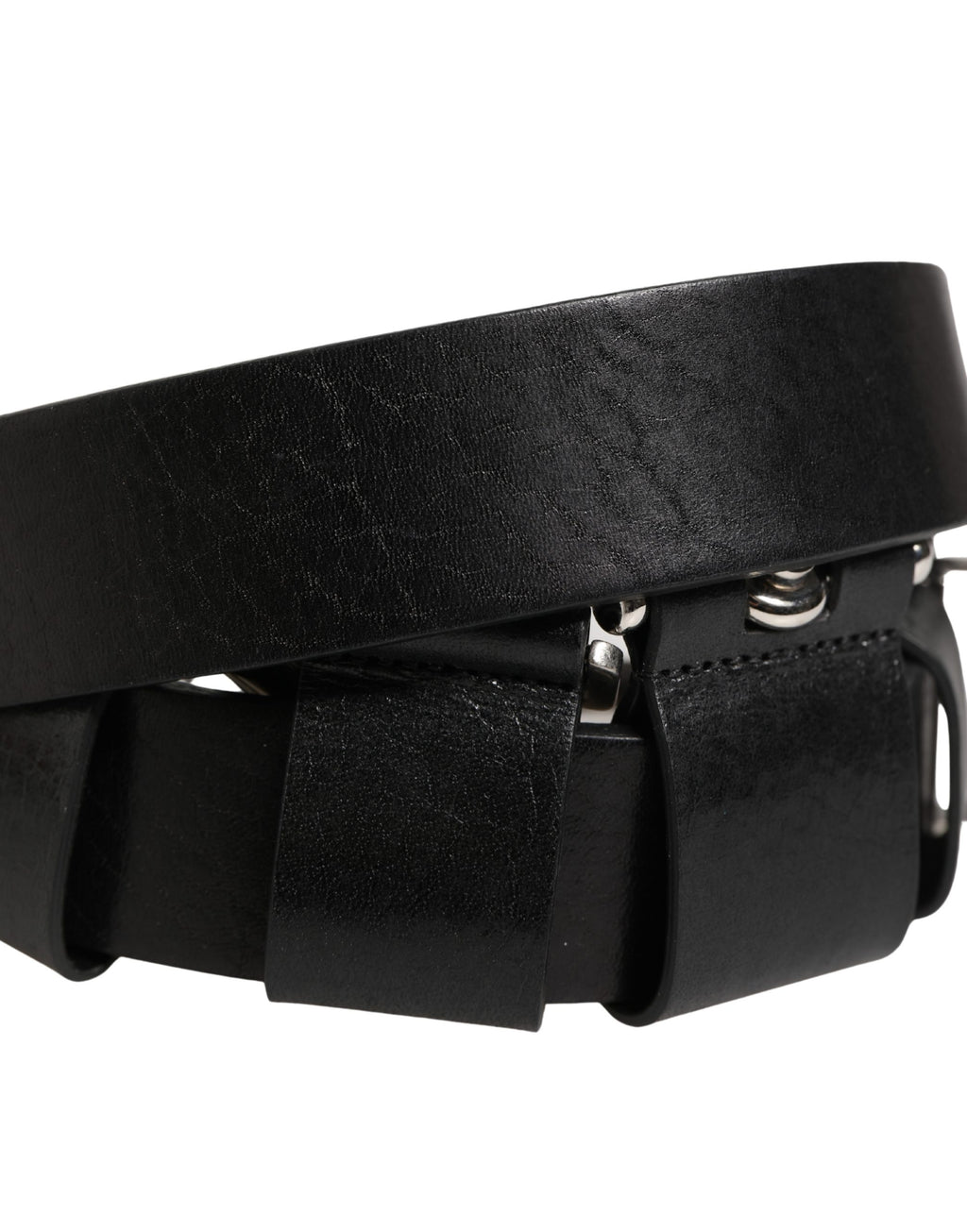 Ceinture Dolce & Gabbana en Cuir de Veau Noir avec Boucle en Métal Argenté