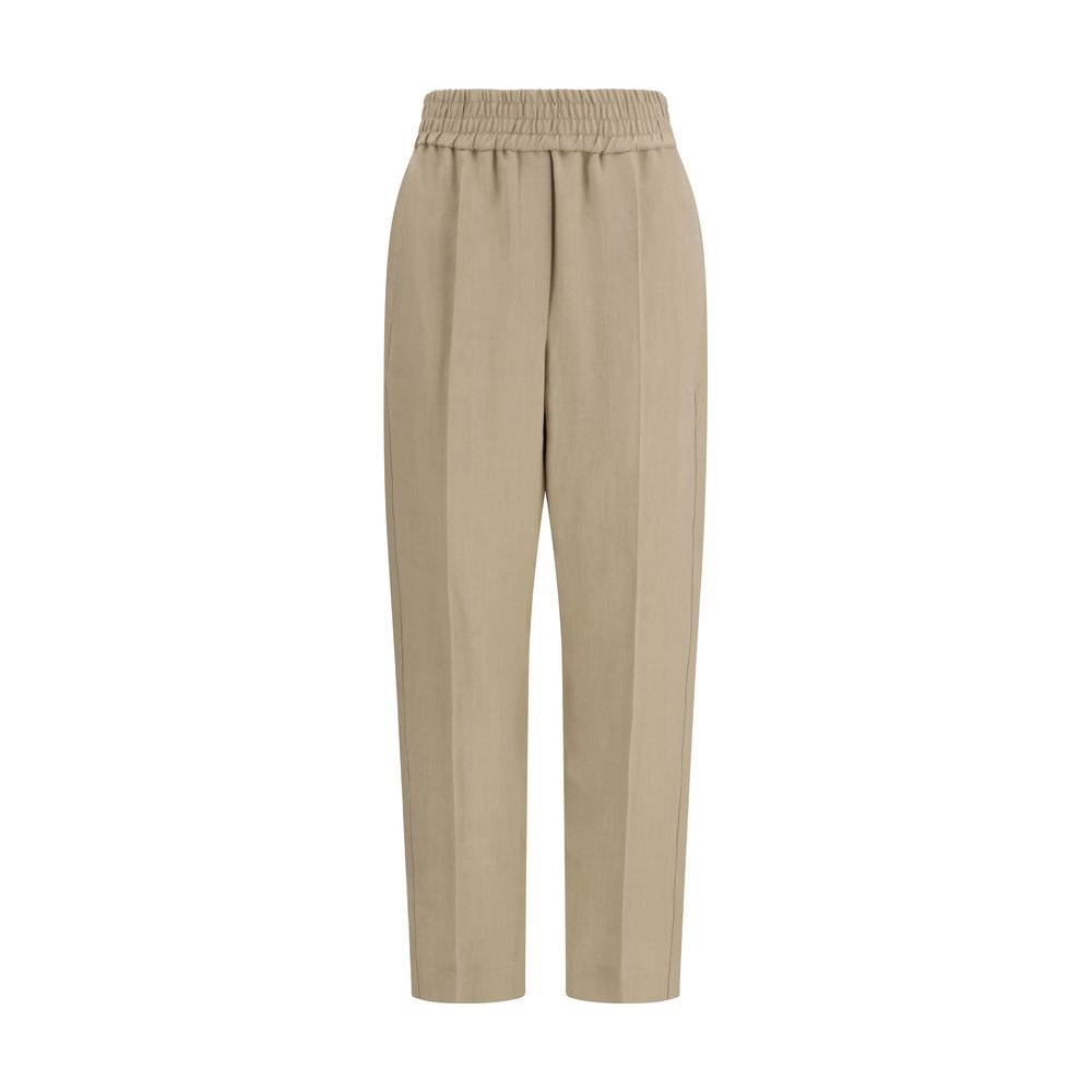Brunello Cucinelli Pantalon décontracté beige en viscose