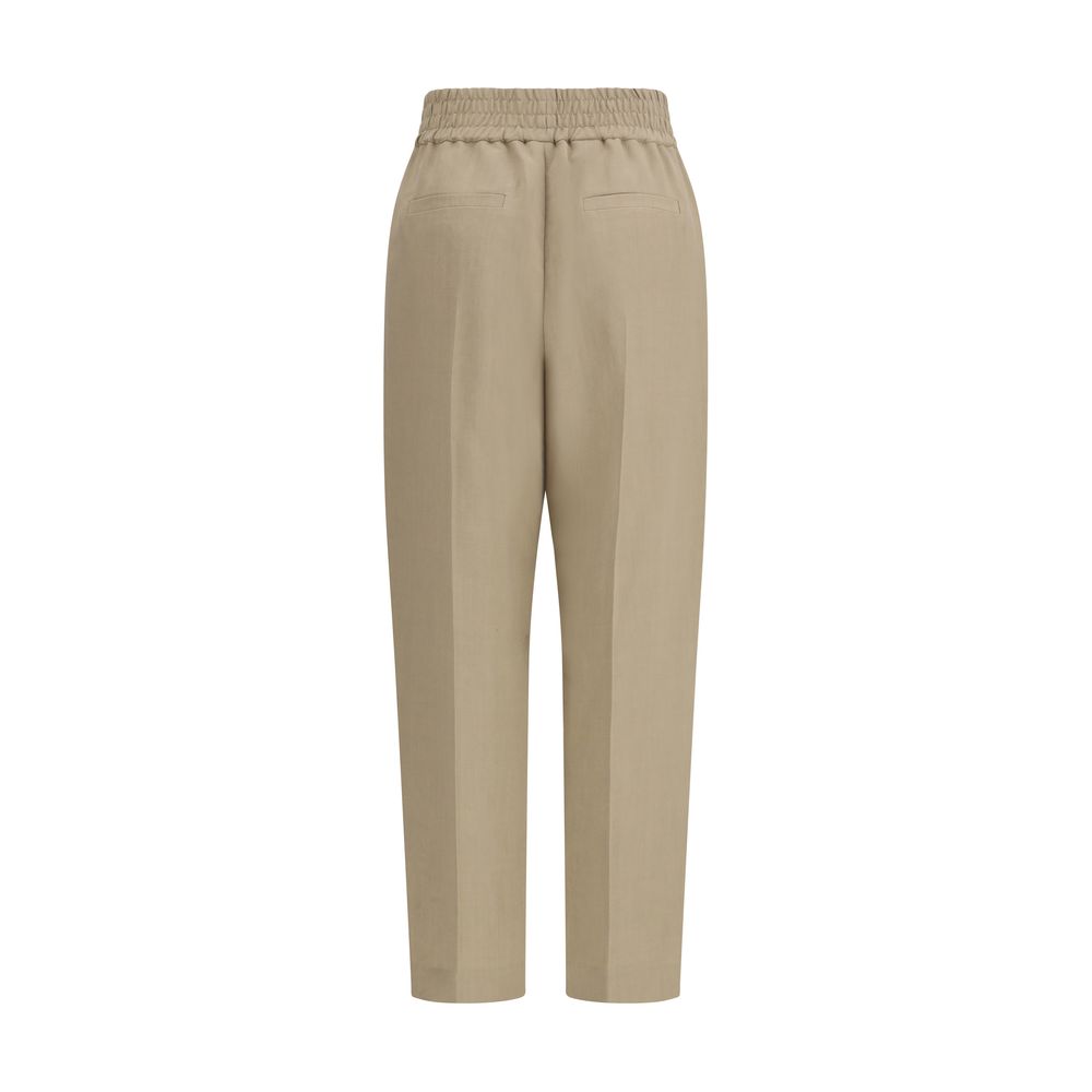 Brunello Cucinelli Pantalon décontracté beige en viscose