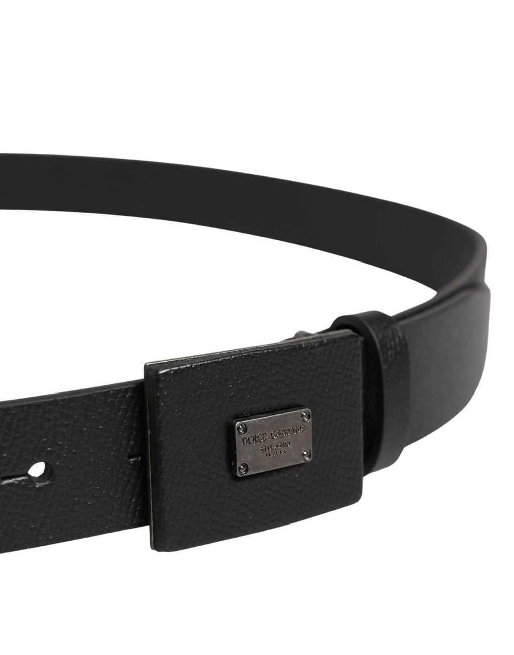 Ceinture Dolce & Gabbana en cuir de veau noir à boucle carrée pour homme
