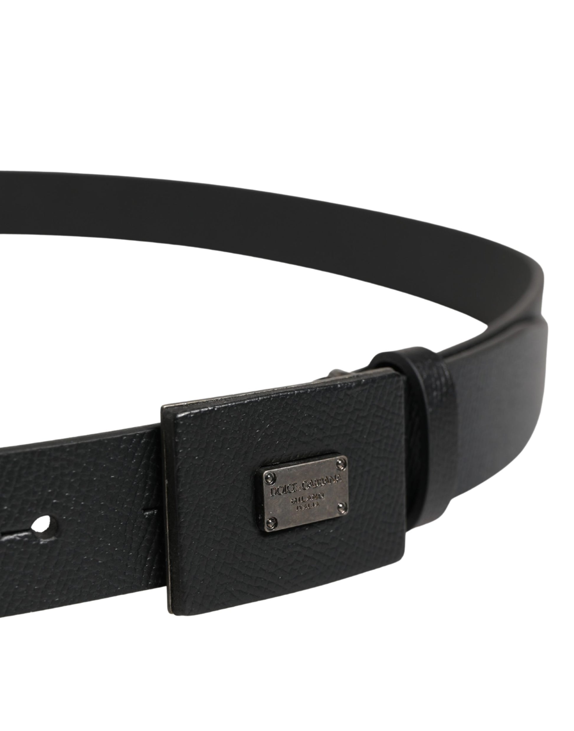 Ceinture Dolce & Gabbana en cuir de veau noir à boucle carrée pour homme