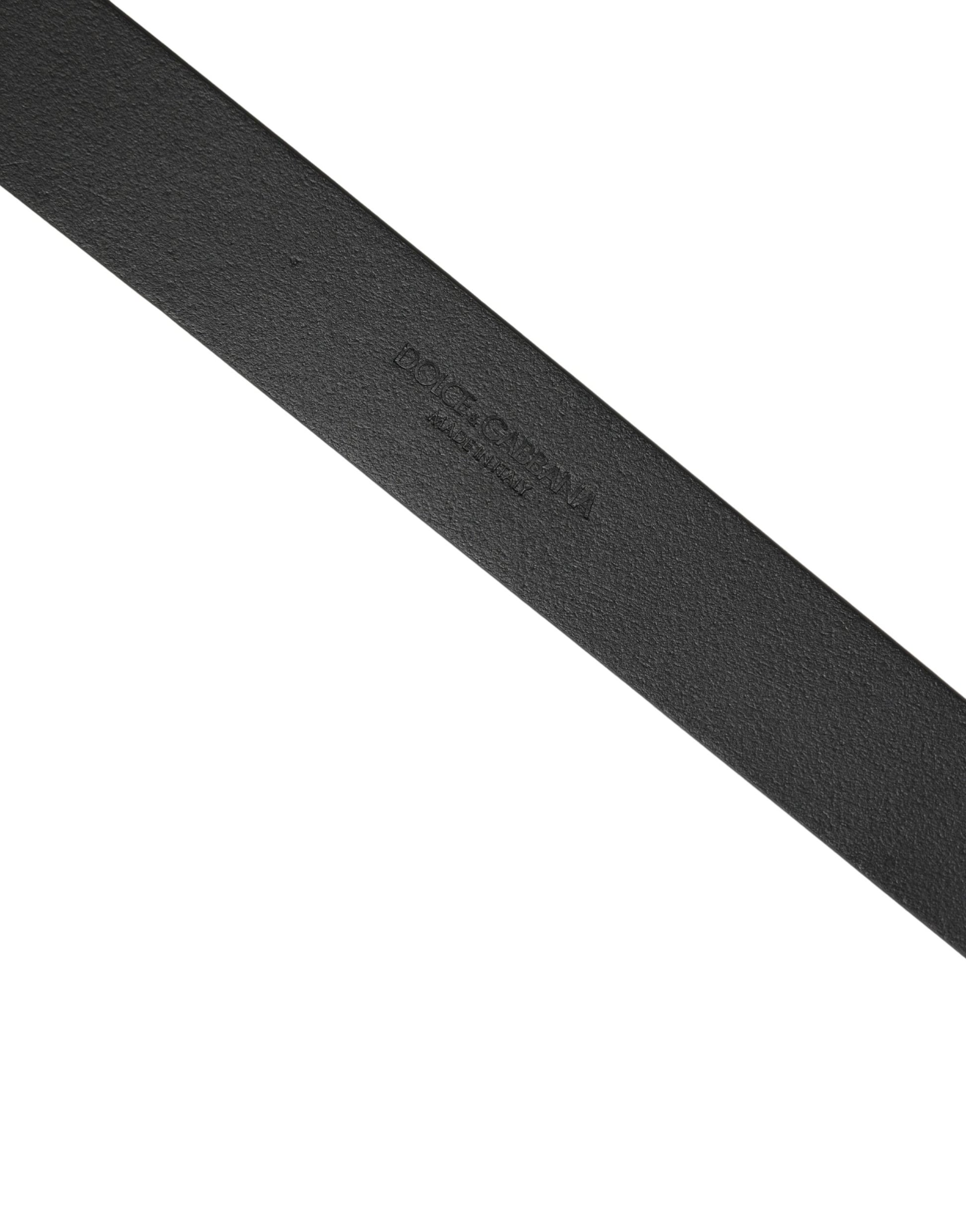 Ceinture Dolce & Gabbana en cuir de veau noir à boucle carrée pour homme