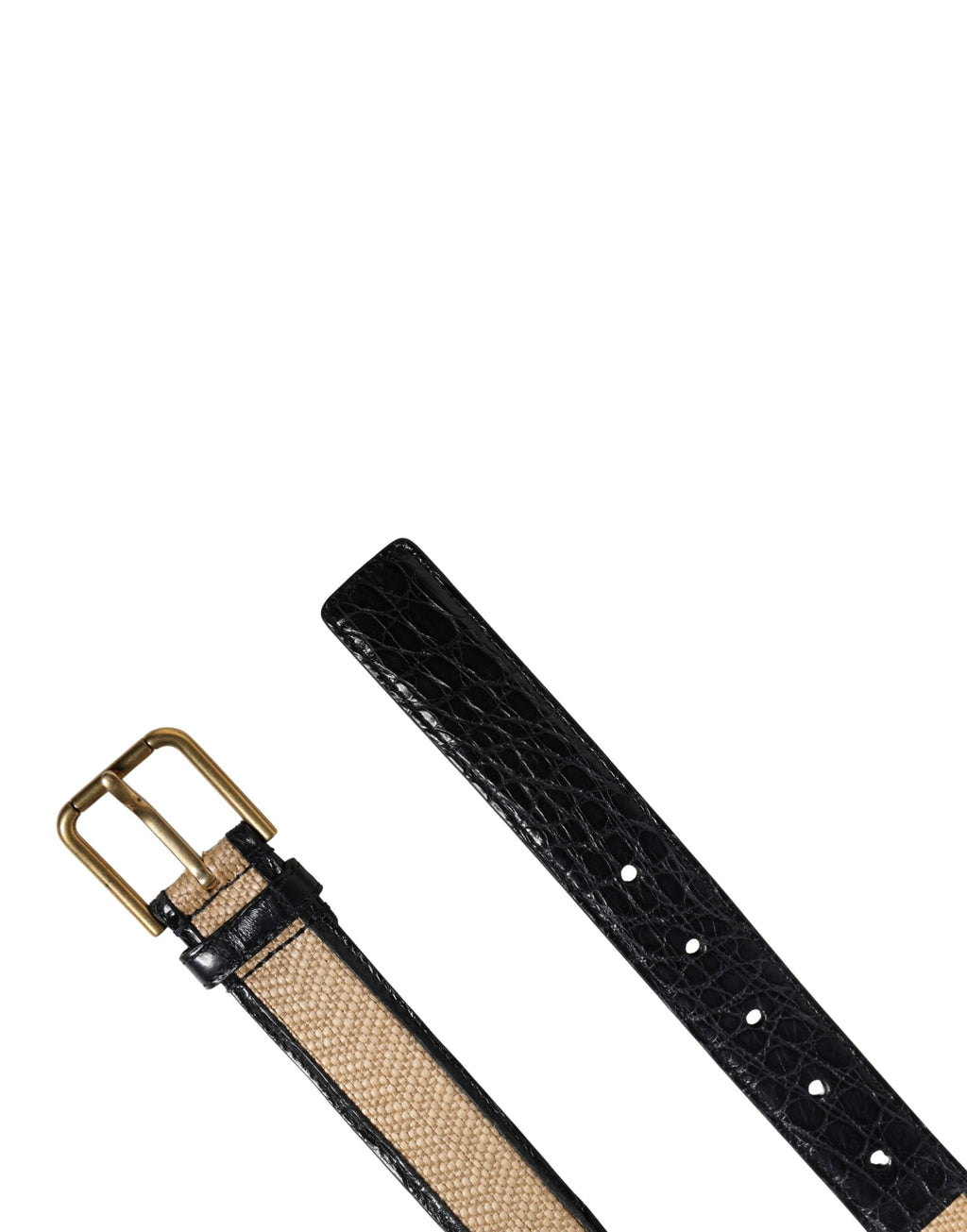 Ceinture Dolce & Gabbana pour homme en cuir tressé beige avec boucle en métal