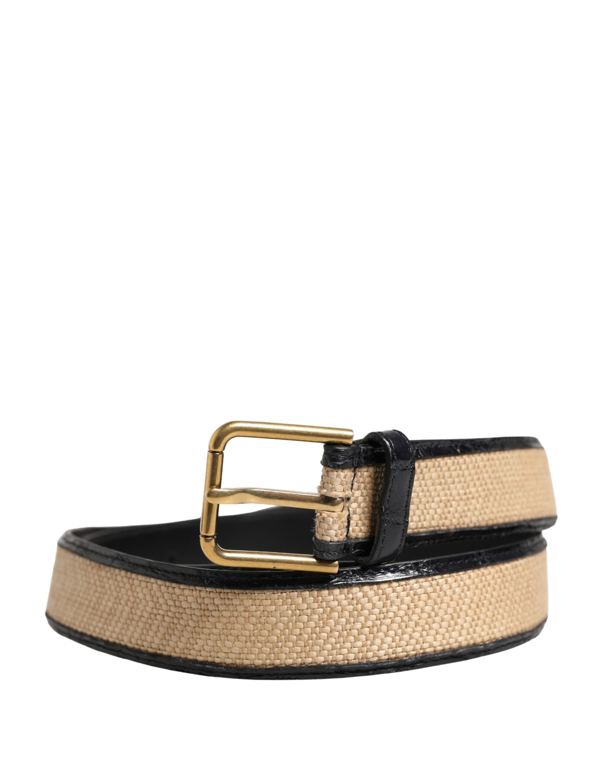 Ceinture Dolce & Gabbana pour homme en cuir tressé beige avec boucle en métal