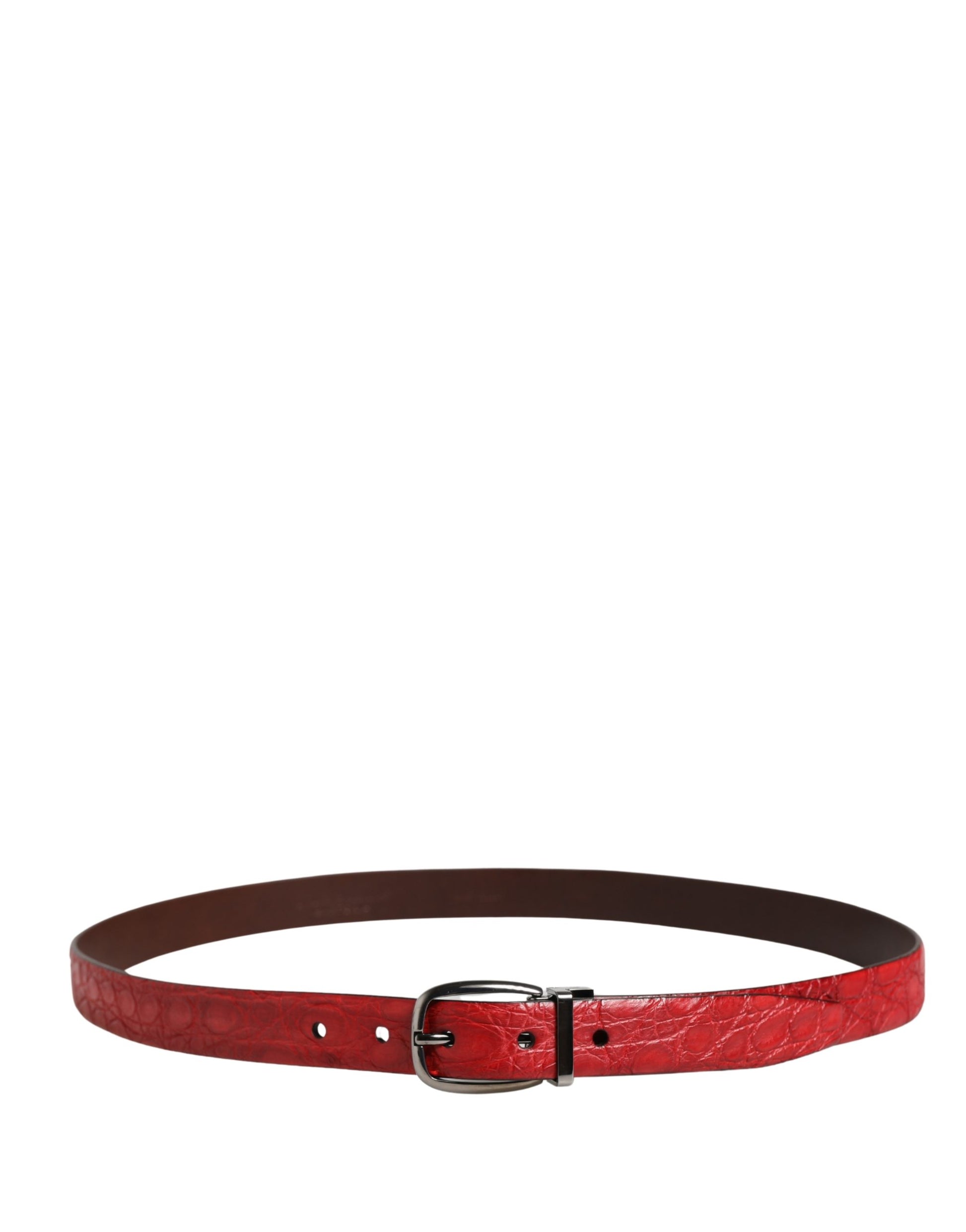 Ceinture Dolce & Gabbana pour homme en cuir exotique rouge à boucle métallique