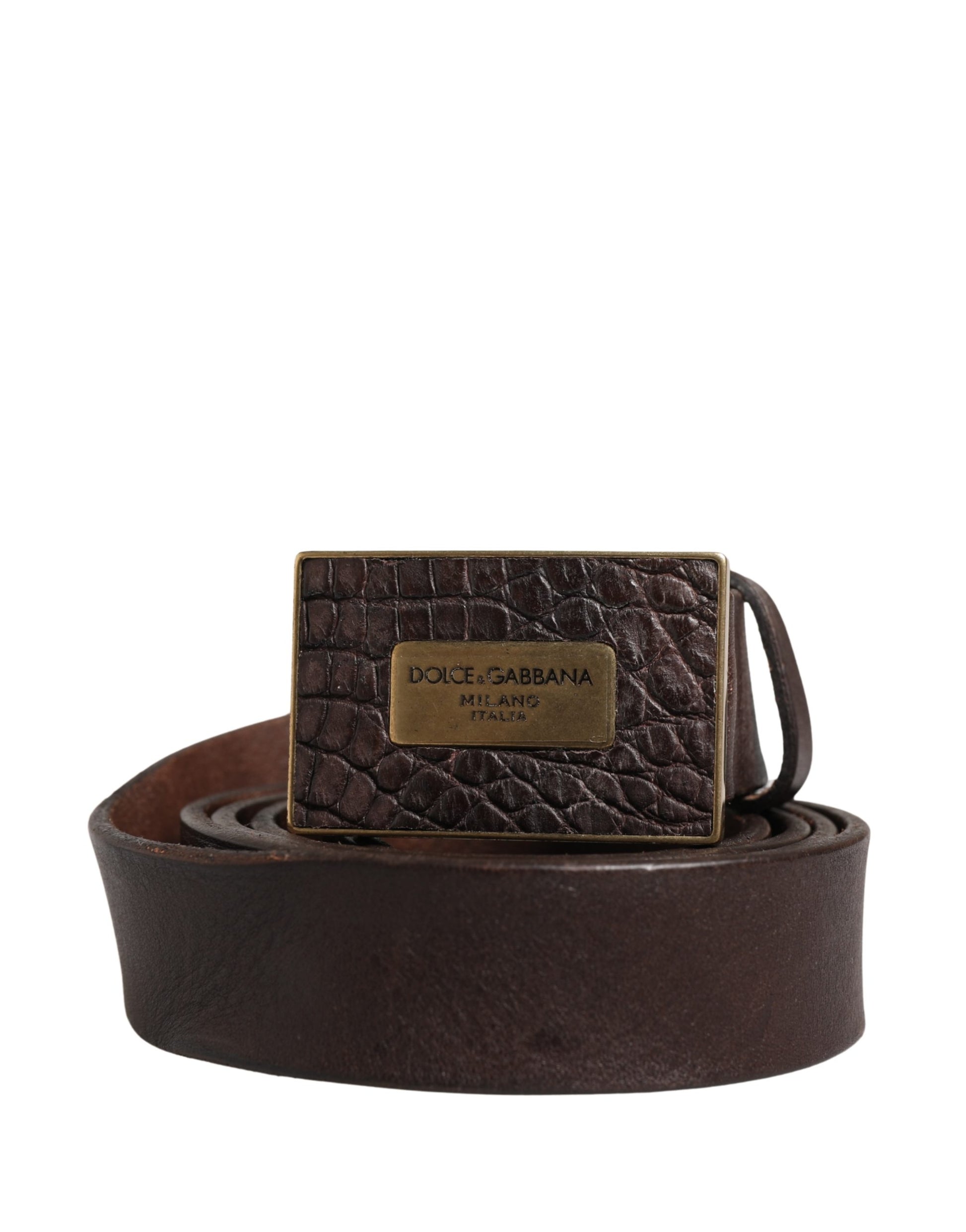 Ceinture Dolce & Gabbana en cuir marron avec boucle métallique siglée pour homme