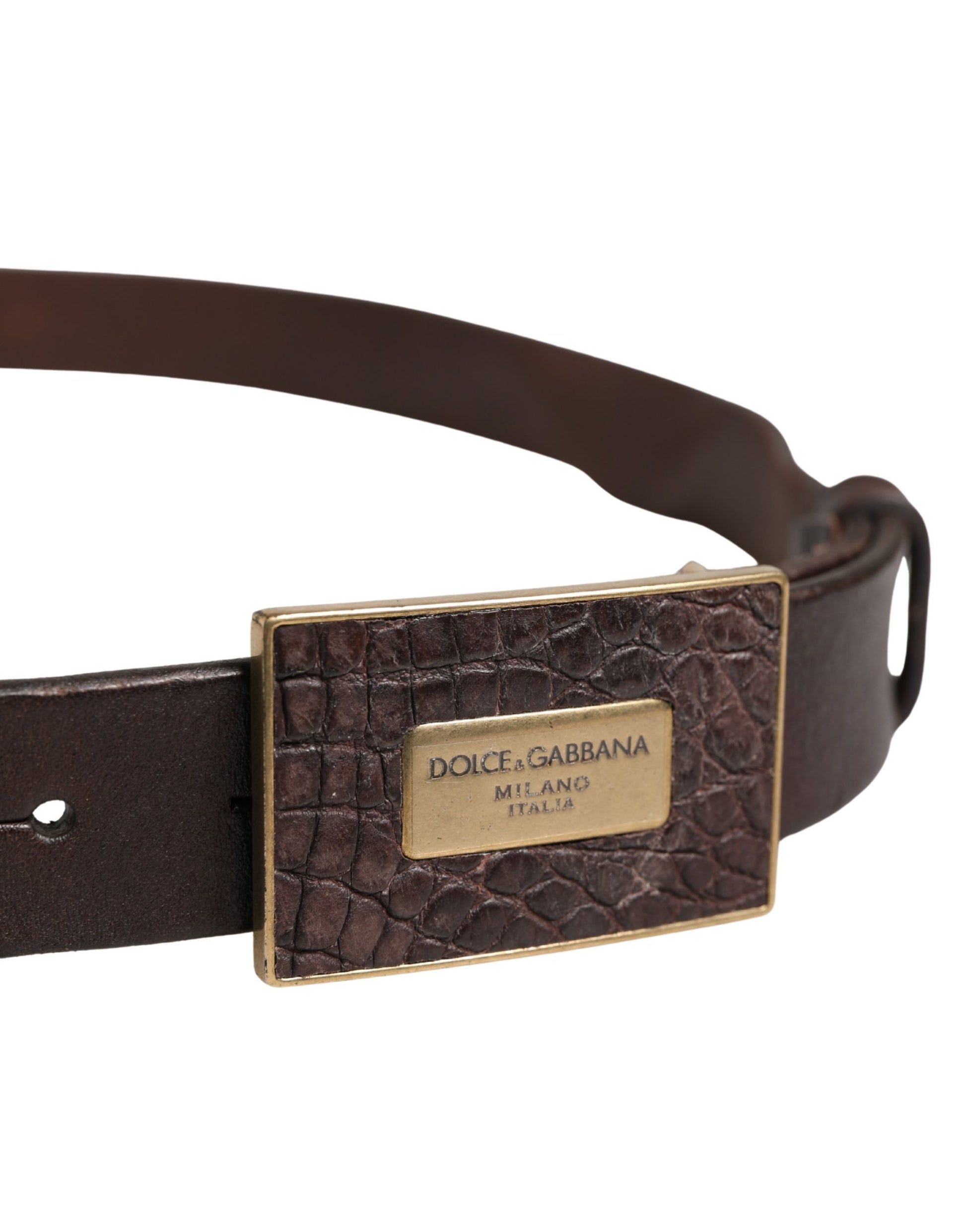 Ceinture Dolce & Gabbana en cuir marron avec boucle métallique siglée pour homme
