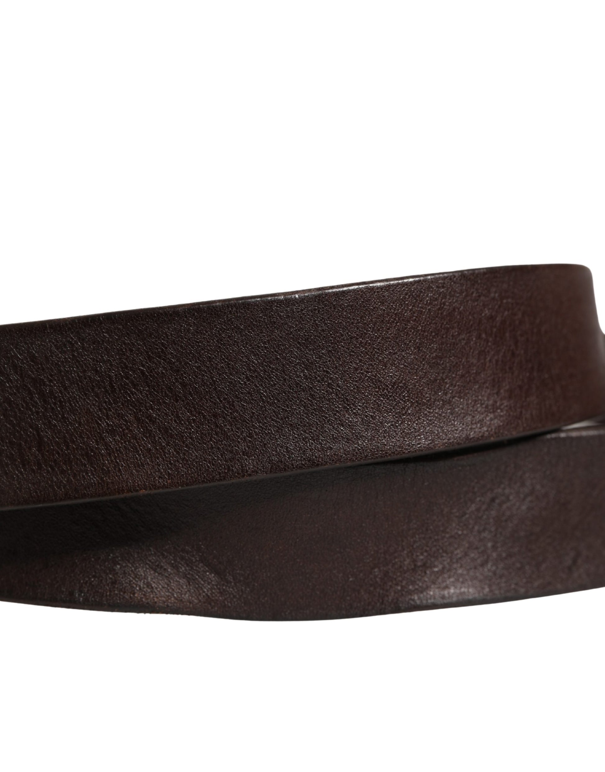 Ceinture Dolce & Gabbana en cuir marron avec boucle métallique siglée pour homme