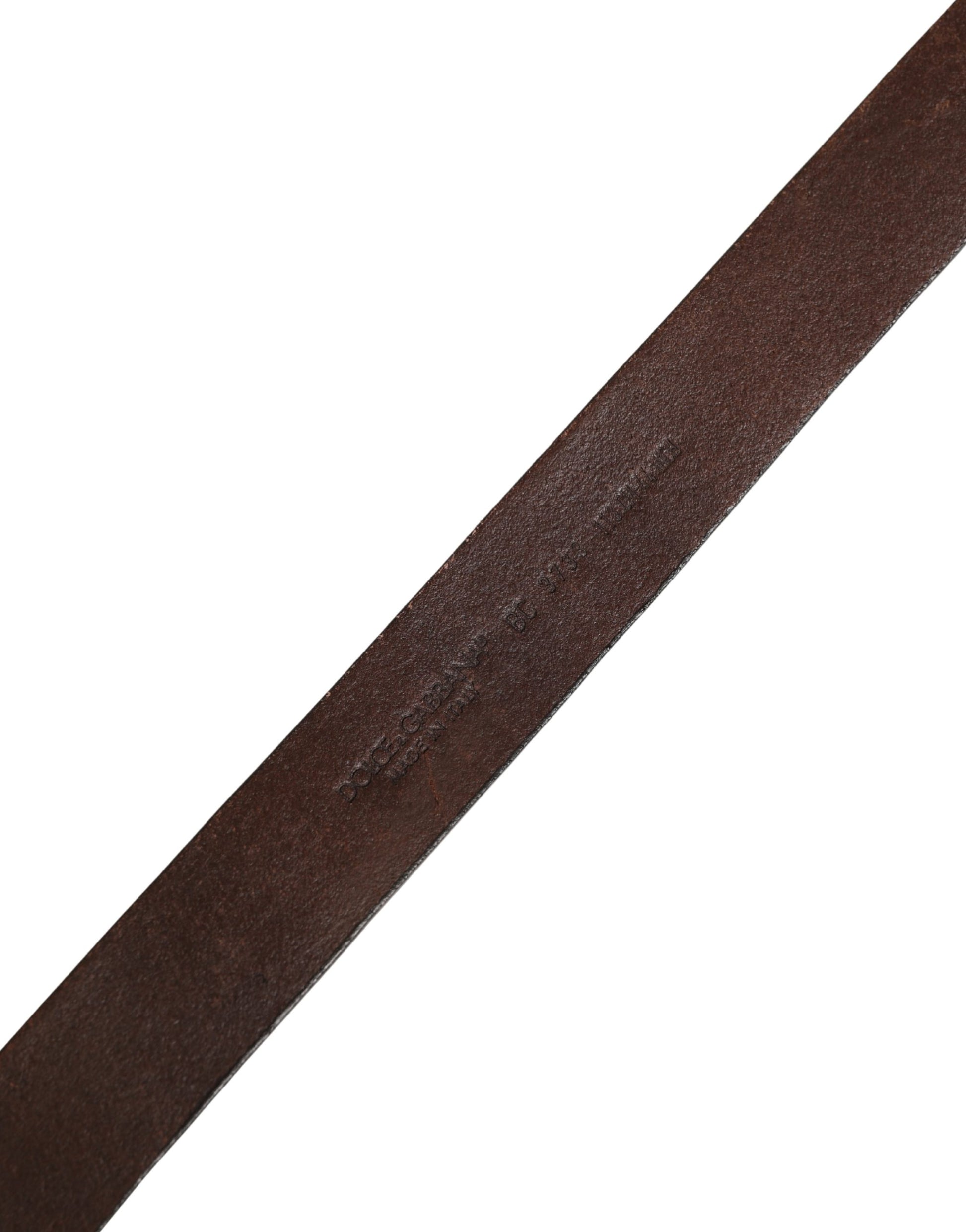 Ceinture Dolce & Gabbana en cuir marron avec boucle métallique siglée pour homme