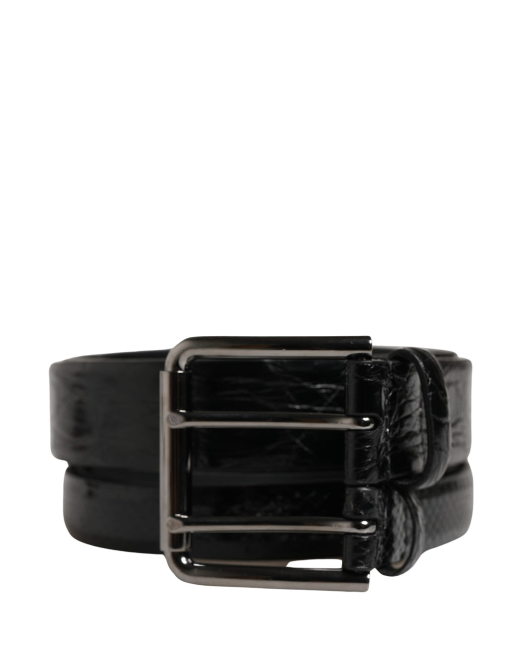 Ceinture Dolce & Gabbana pour homme en cuir exotique noir à double boucle