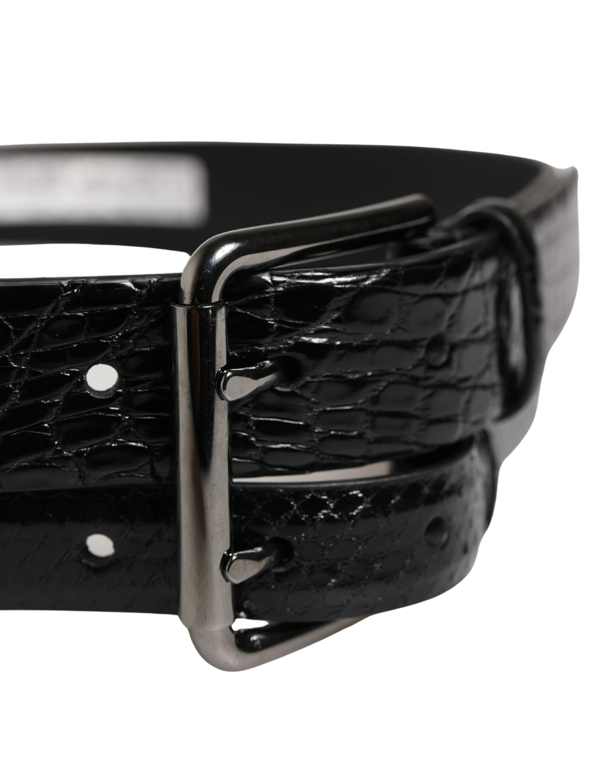 Ceinture Dolce & Gabbana pour homme en cuir exotique noir à double boucle