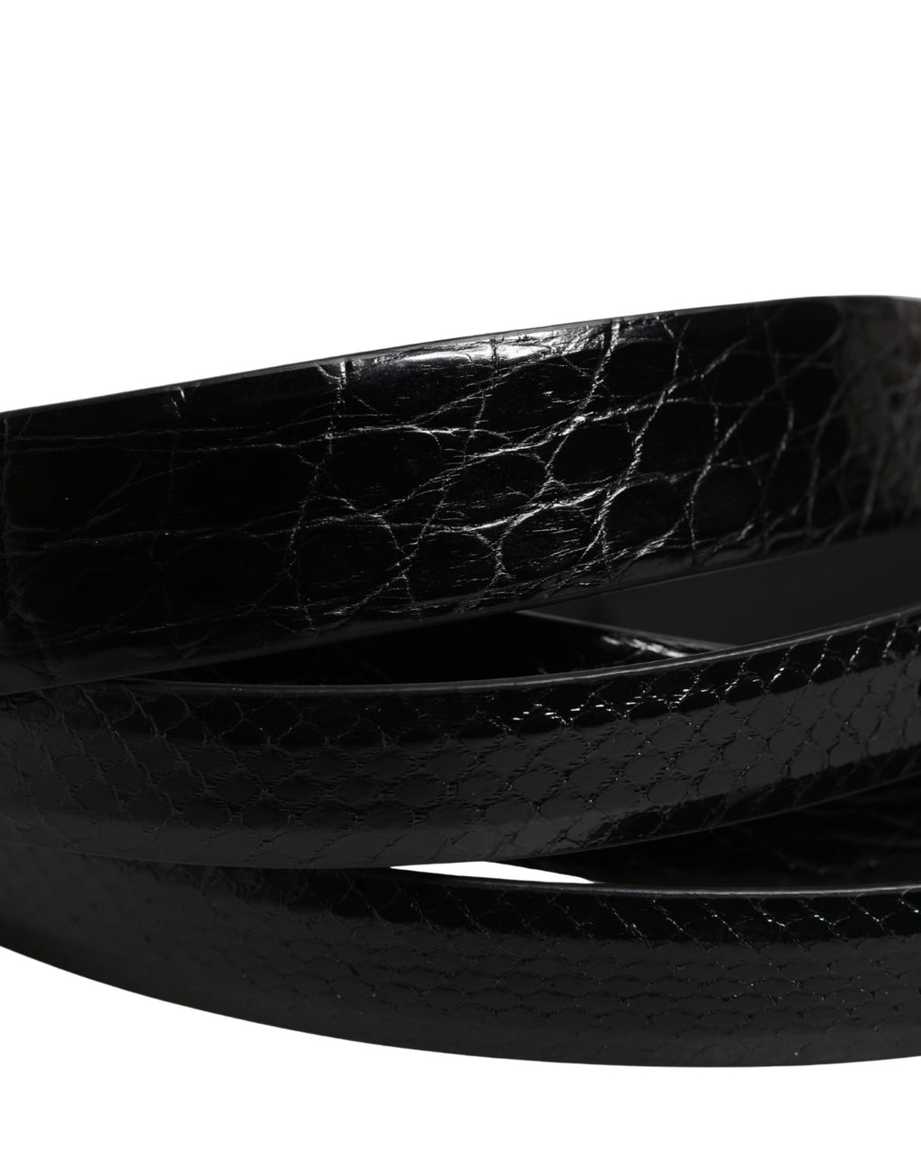 Ceinture Dolce & Gabbana pour homme en cuir exotique noir à double boucle