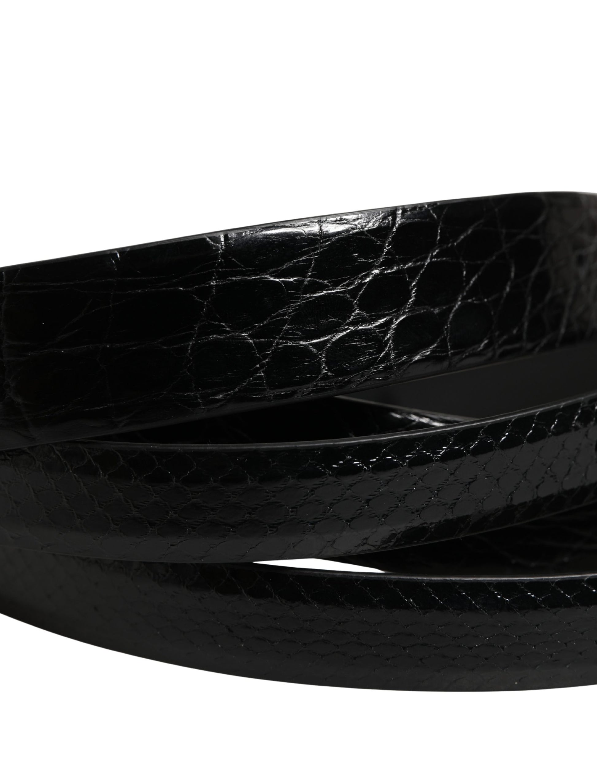 Ceinture Dolce & Gabbana pour homme en cuir exotique noir à double boucle