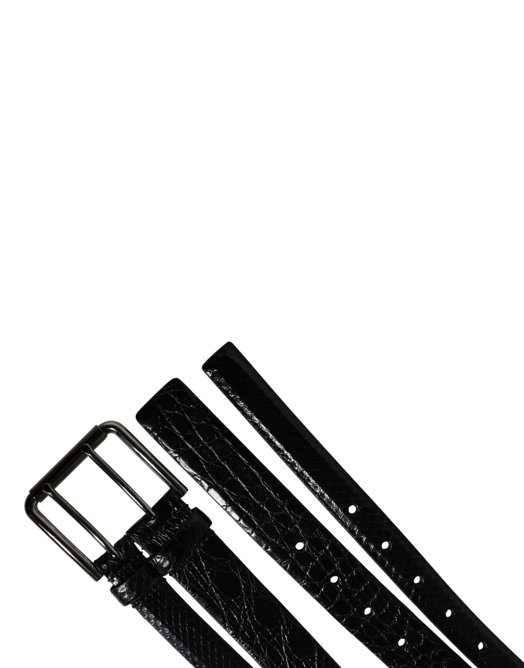 Ceinture Dolce & Gabbana pour homme en cuir exotique noir à double boucle
