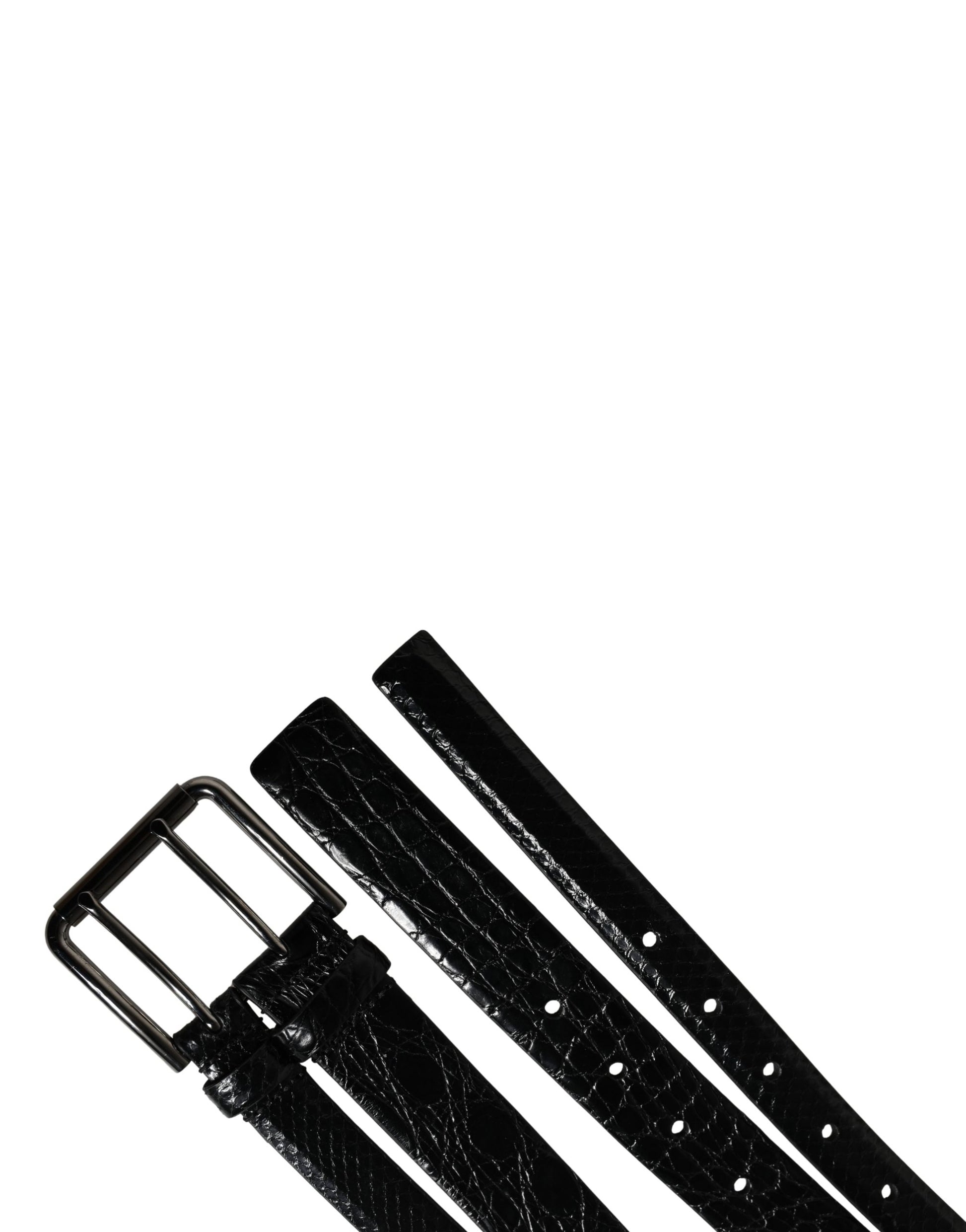 Ceinture Dolce & Gabbana pour homme en cuir exotique noir à double boucle