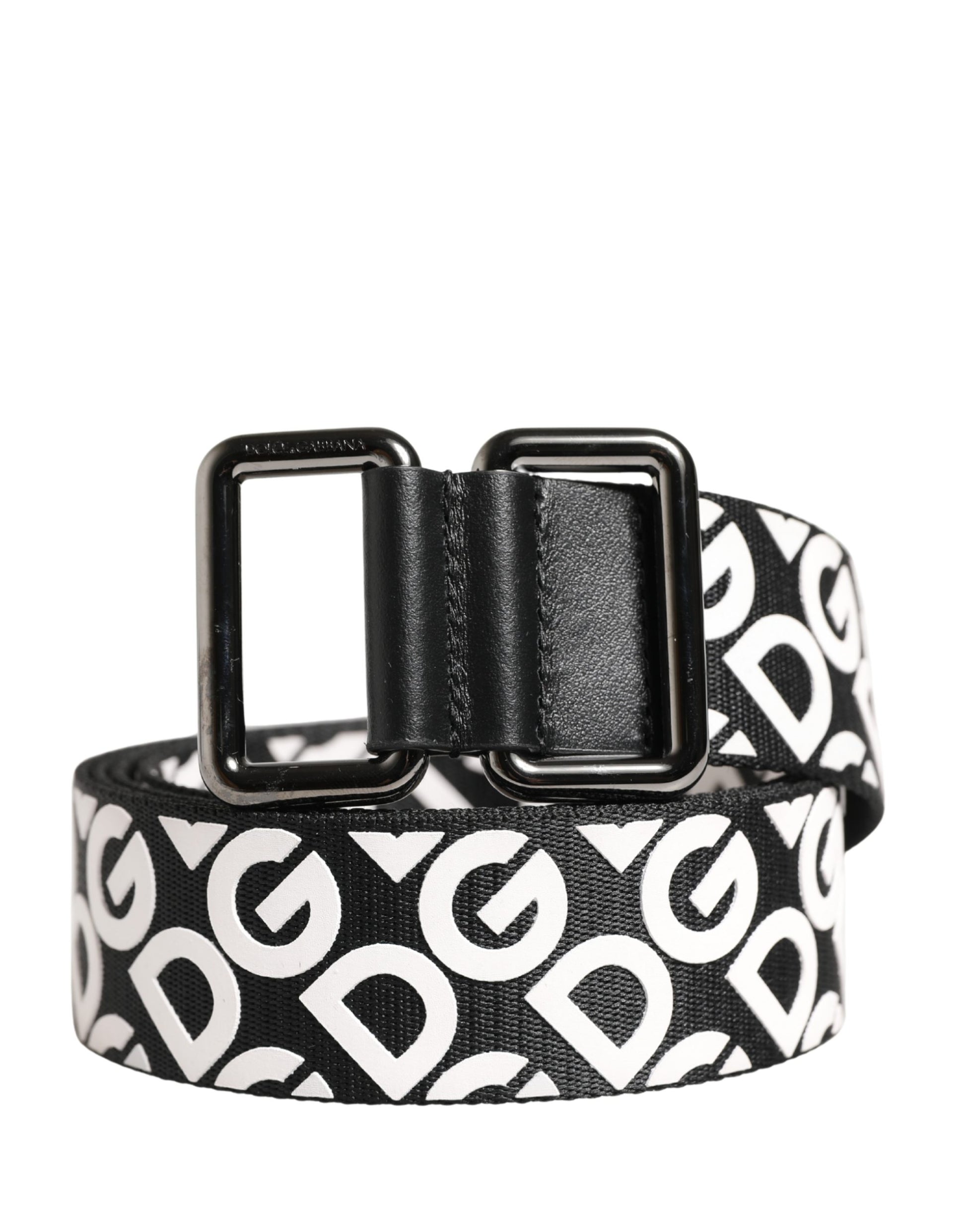 Ceinture Dolce & Gabbana en cuir noir et blanc avec logo et boucle en métal
