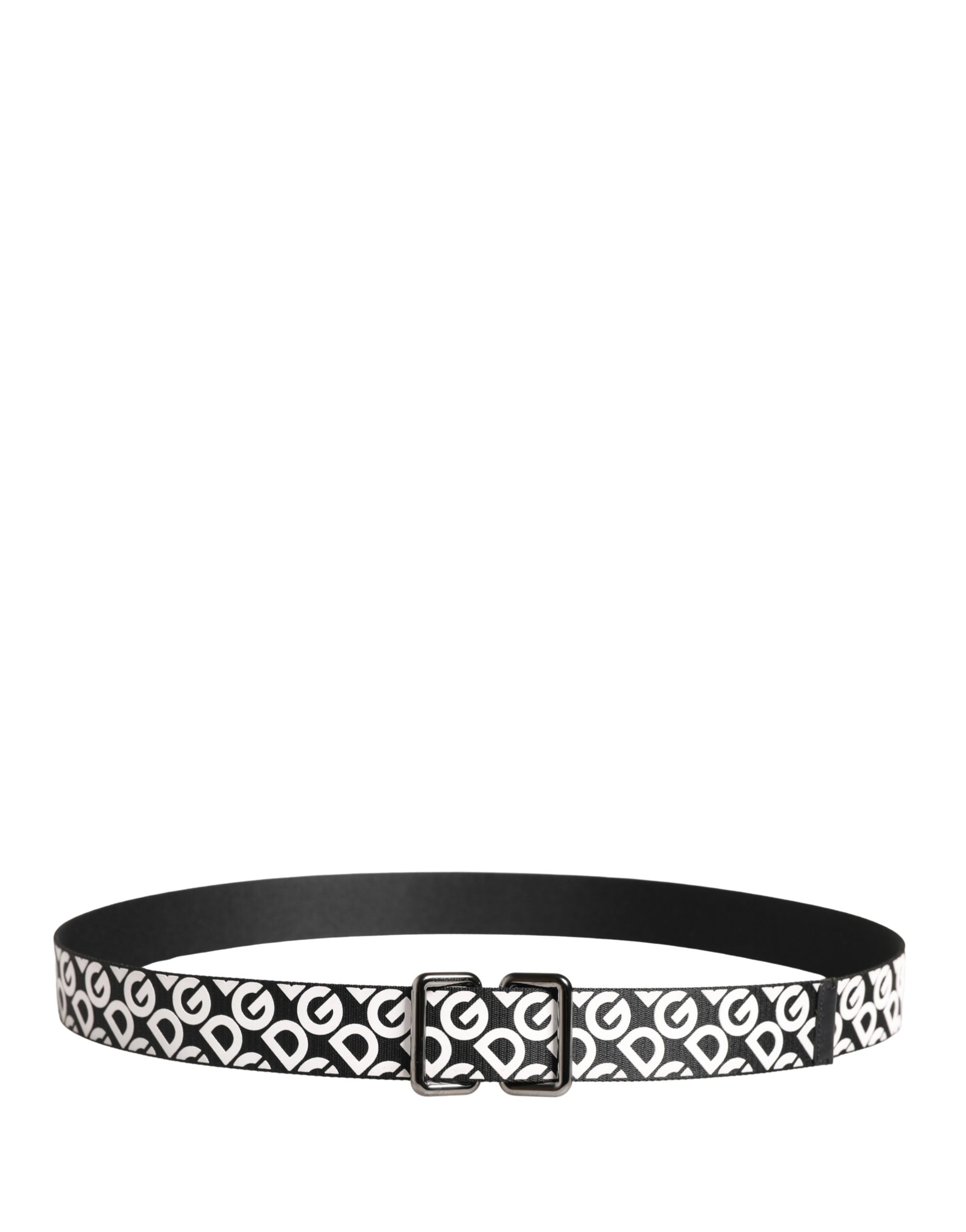 Ceinture Dolce & Gabbana en cuir noir et blanc avec logo et boucle en métal