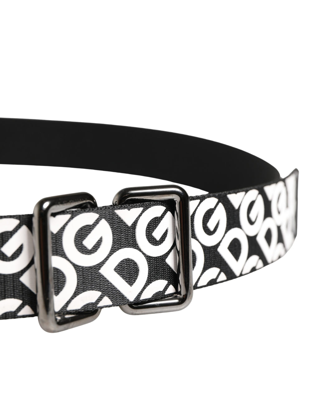 Ceinture Dolce & Gabbana en cuir noir et blanc avec logo et boucle en métal