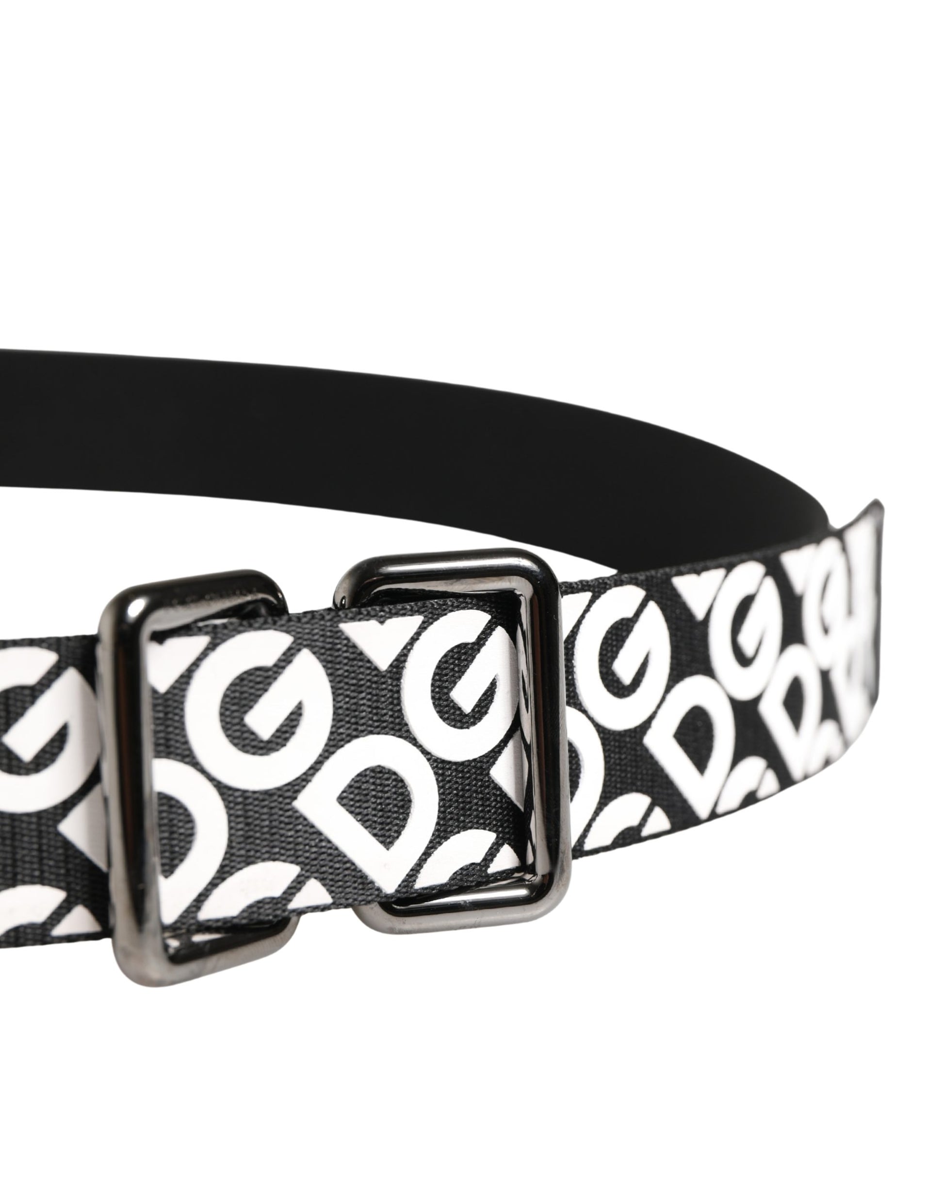 Ceinture Dolce & Gabbana en cuir noir et blanc avec logo et boucle en métal