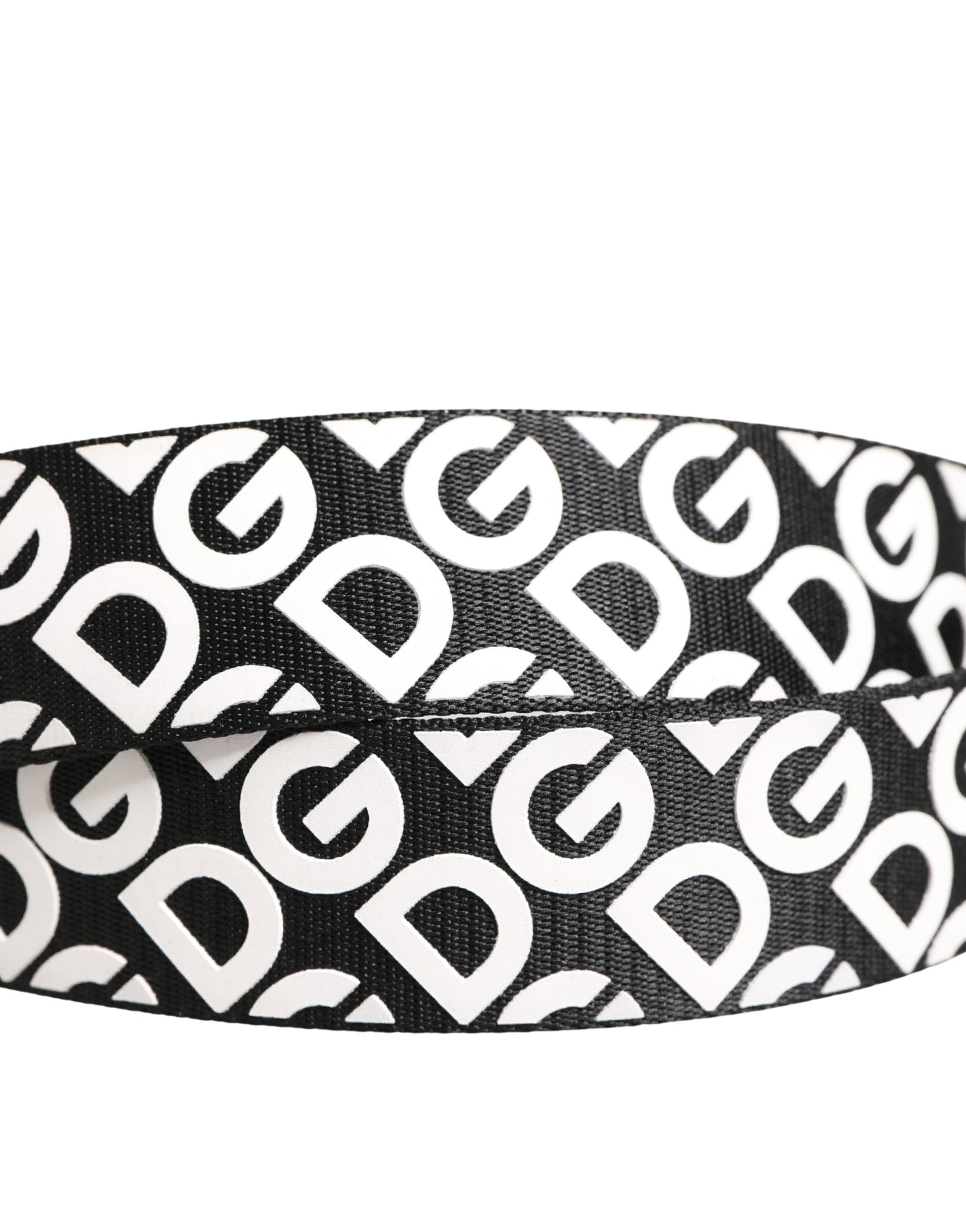 Ceinture Dolce & Gabbana en cuir noir et blanc avec logo et boucle en métal