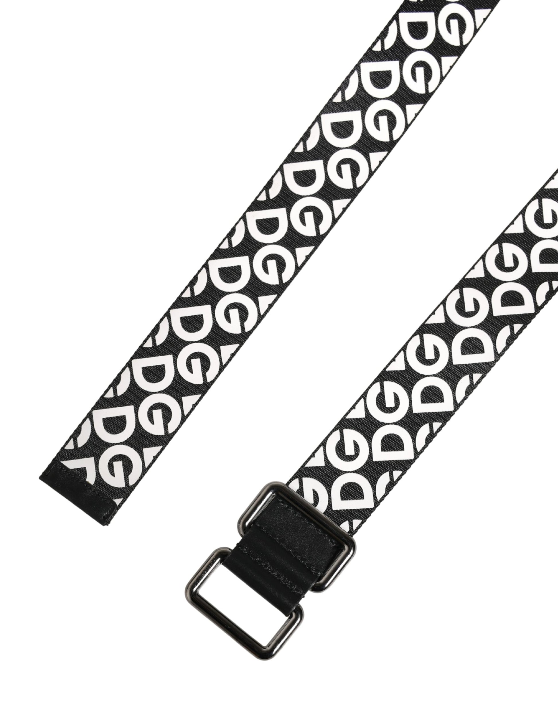 Ceinture Dolce & Gabbana en cuir noir et blanc avec logo et boucle en métal