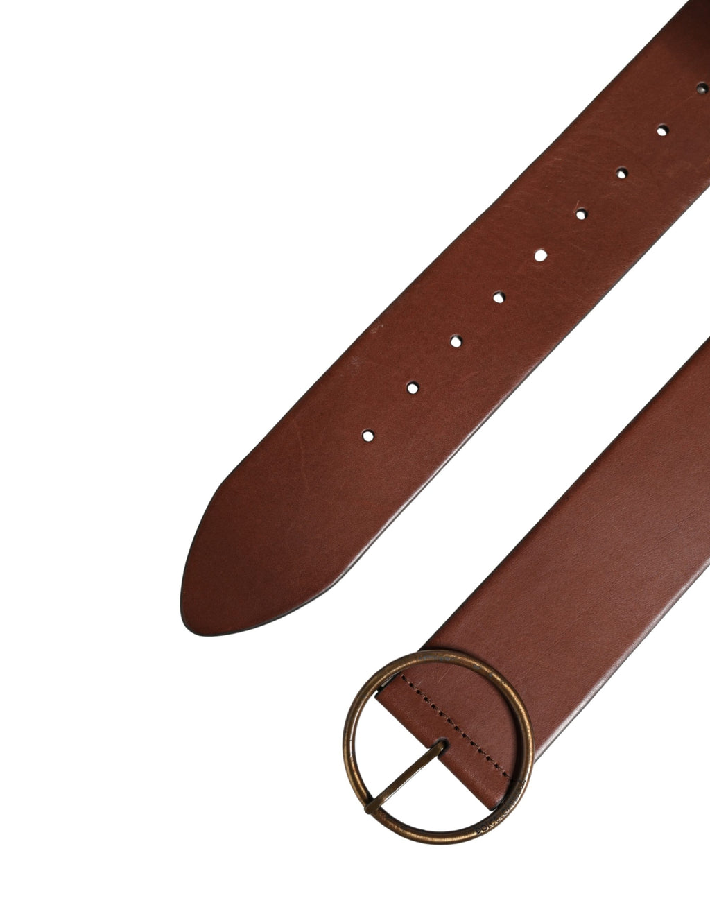 Ceinture large Dolce & Gabbana en cuir marron avec boucle ronde en métal