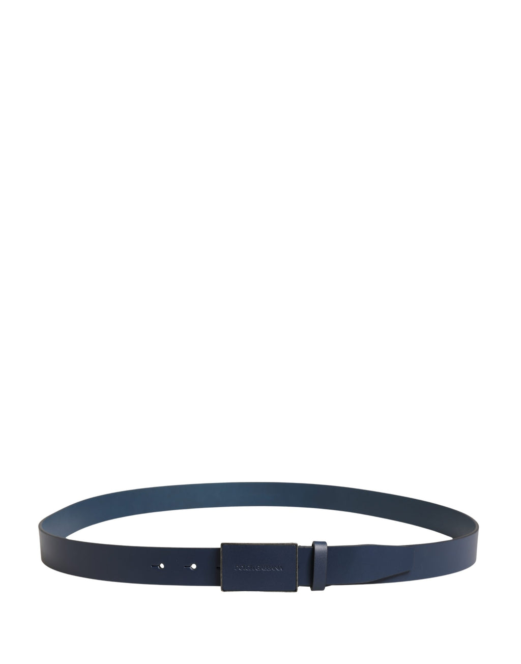 Dolce & Gabbana Blue Calf Leather Logo Metal Buckle Belt