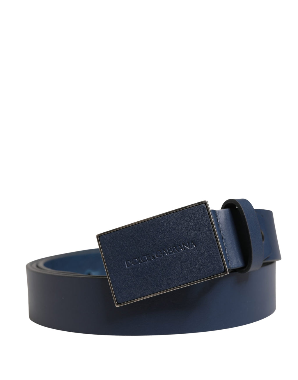 Ceinture Dolce & Gabbana en cuir de veau bleu avec boucle ardillon en métal ornée du logo