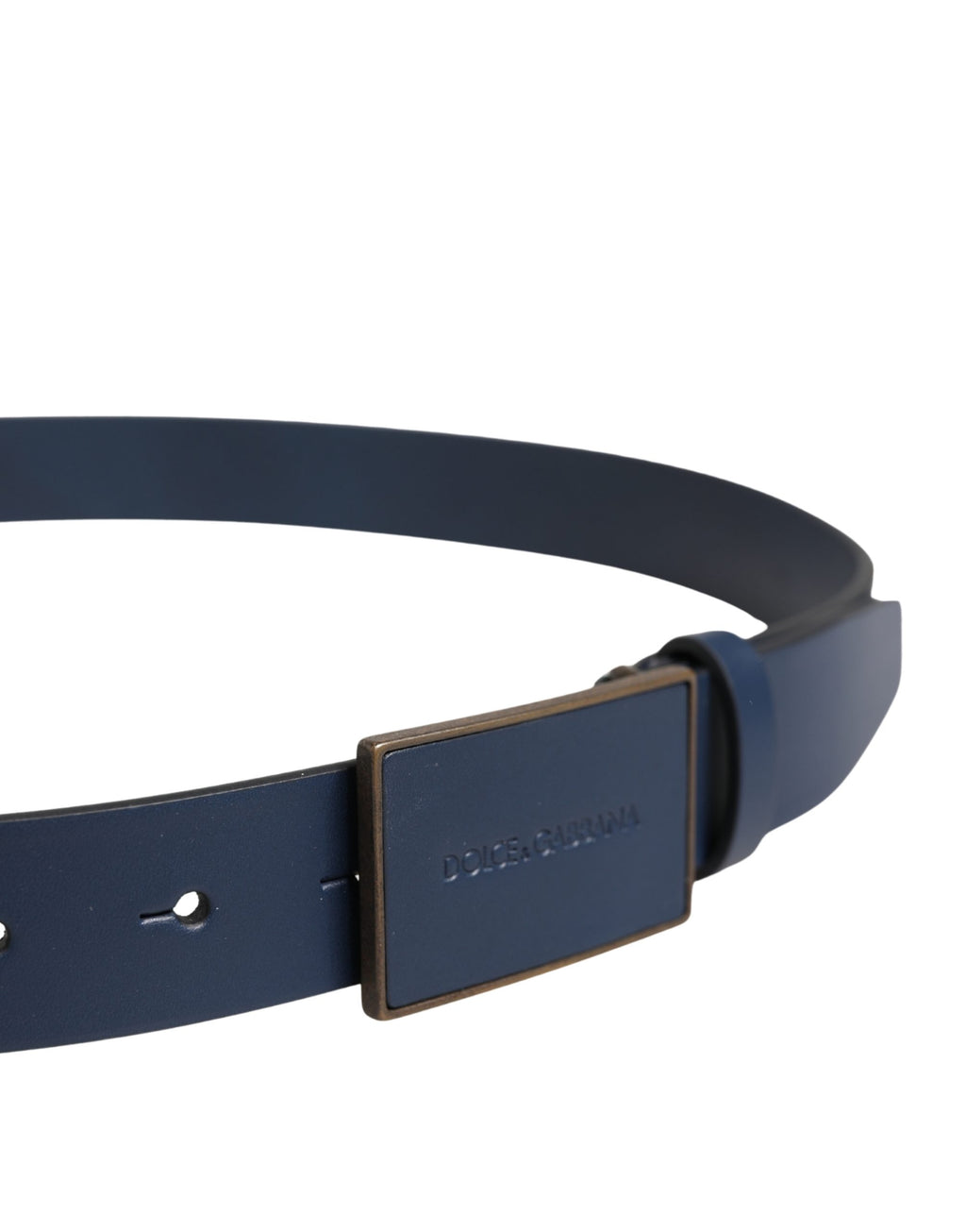 Ceinture Dolce & Gabbana en cuir de veau bleu avec boucle ardillon en métal ornée du logo