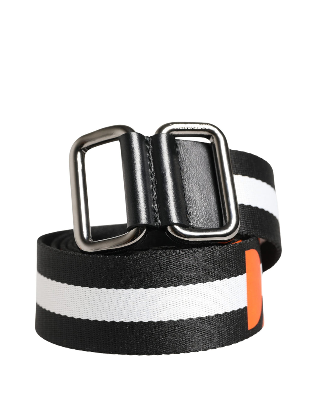 Ceinture Dolce & Gabbana pour homme en nylon noir et blanc avec boucle métallique siglée