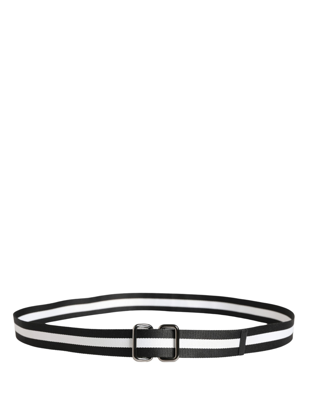 Ceinture Dolce & Gabbana pour homme en nylon noir et blanc avec boucle métallique siglée