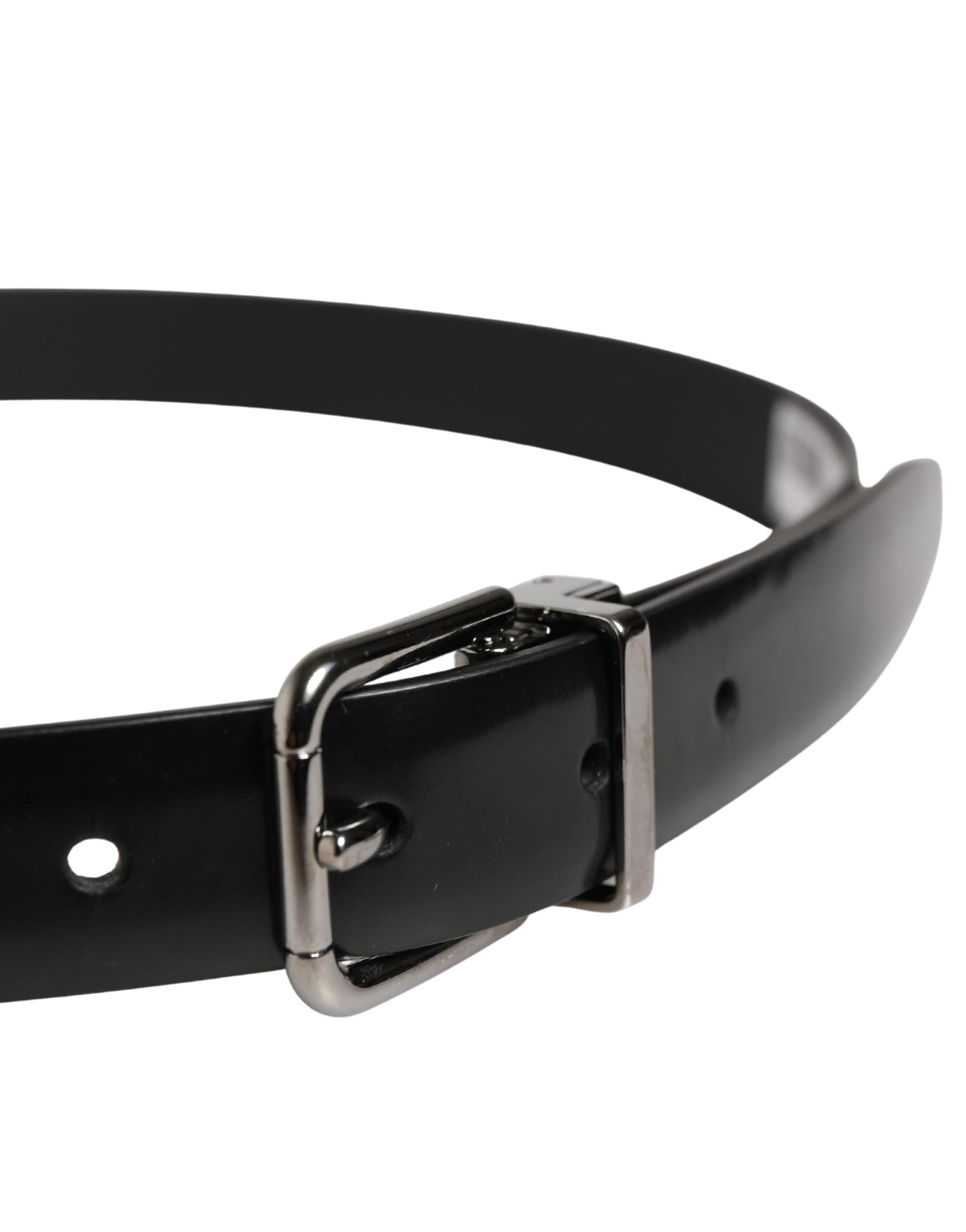 Ceinture classique Dolce & Gabbana en cuir noir avec boucle en métal pour homme