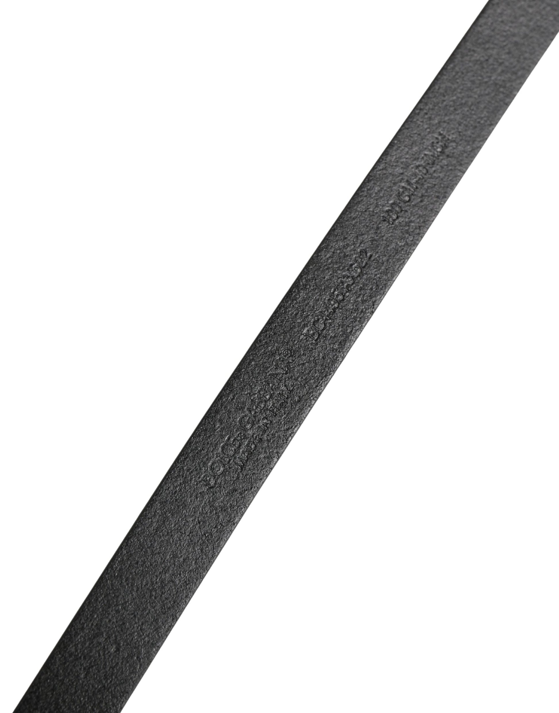 Dolce & Gabbana Men Black Leather Classic Metal Buckle Belt