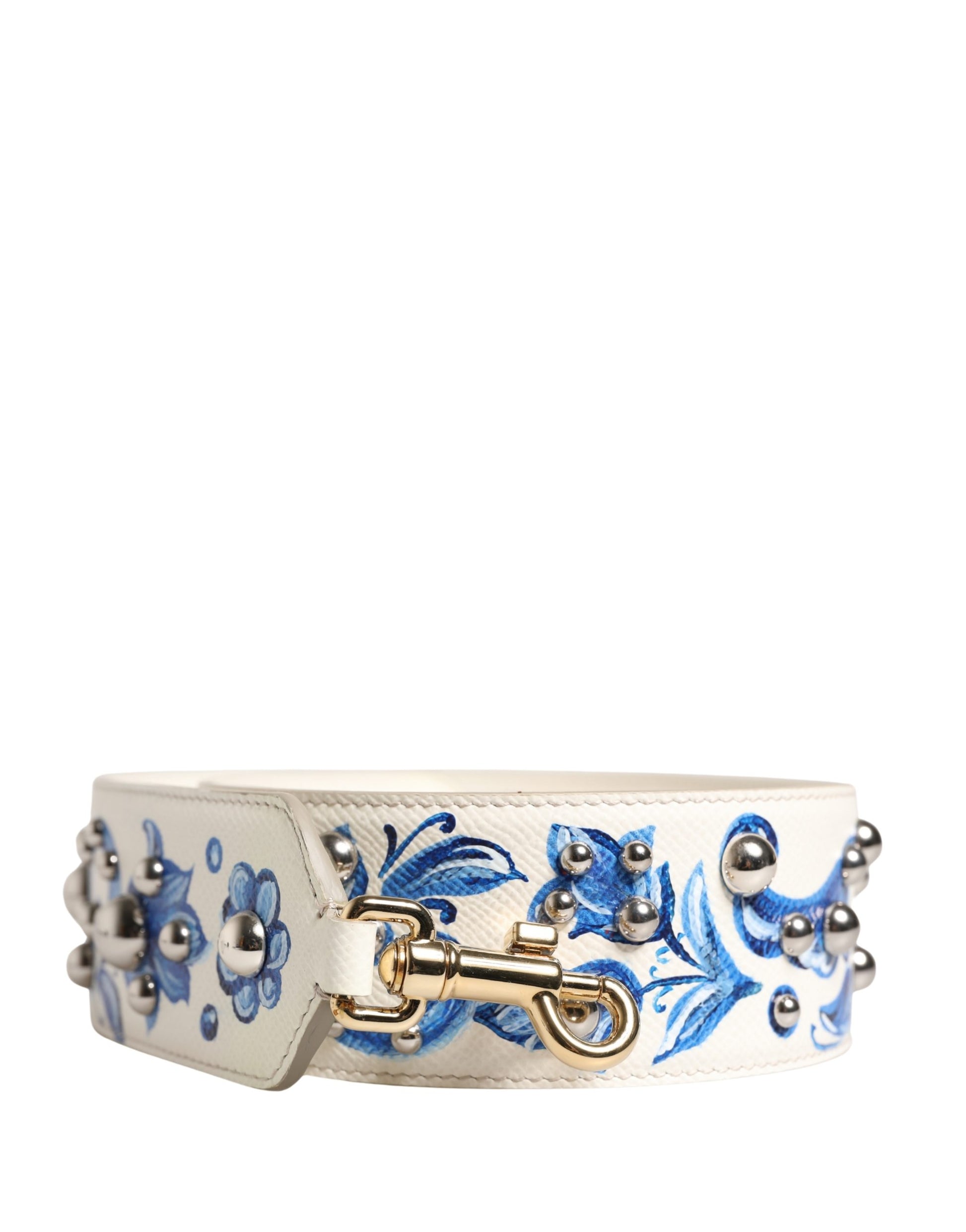 Bandoulière Dolce & Gabbana en cuir clouté blanc et bleu à motif floral