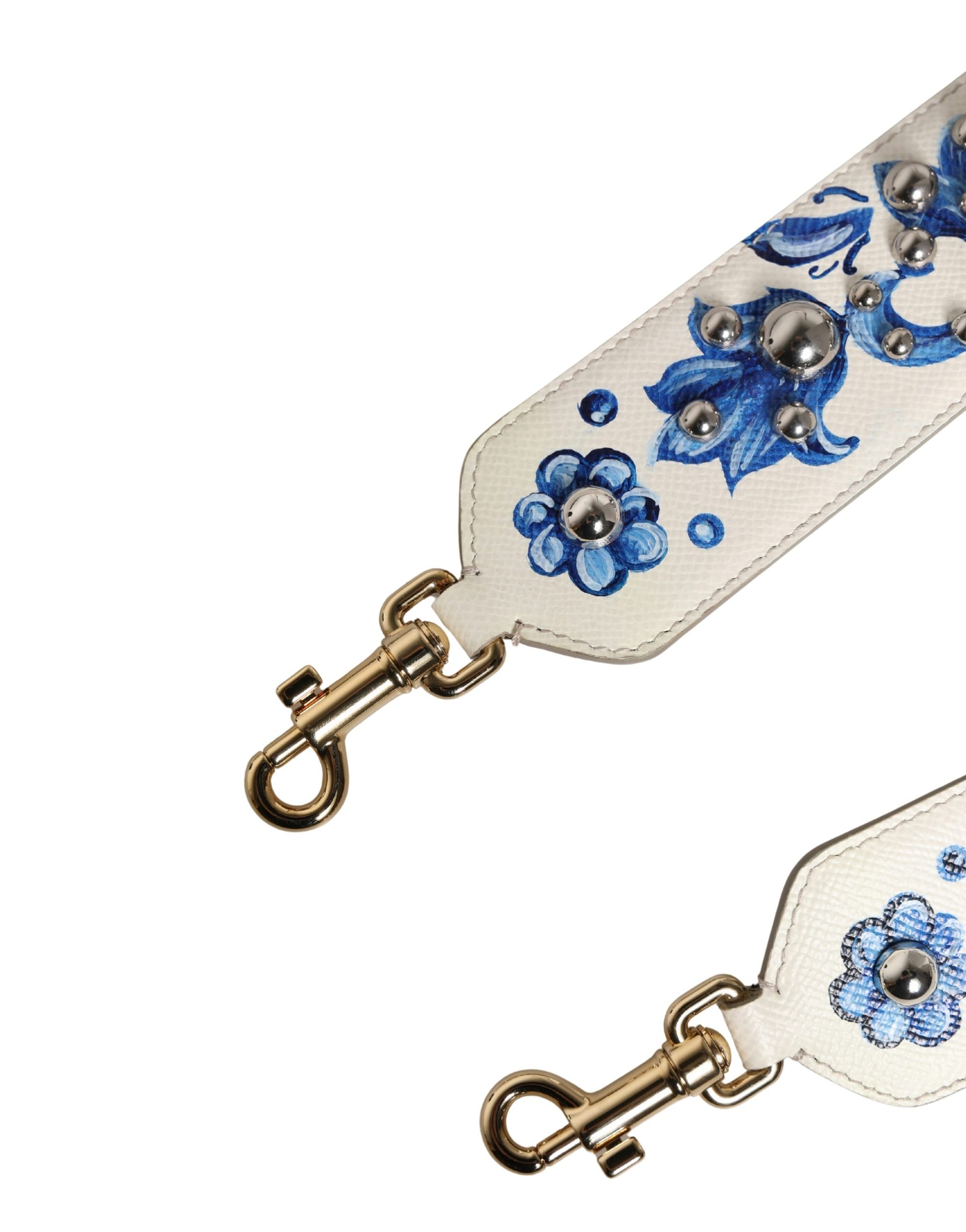 Bandoulière Dolce & Gabbana en cuir clouté blanc et bleu à motif floral