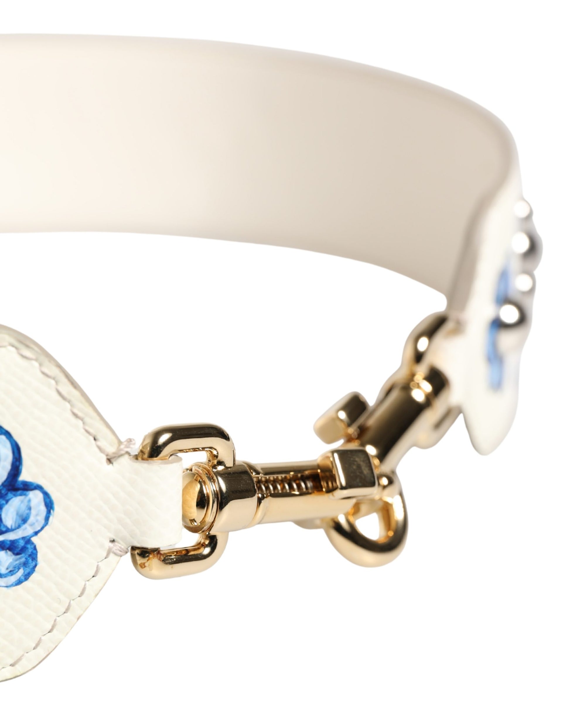 Bandoulière Dolce & Gabbana en cuir clouté blanc et bleu à motif floral