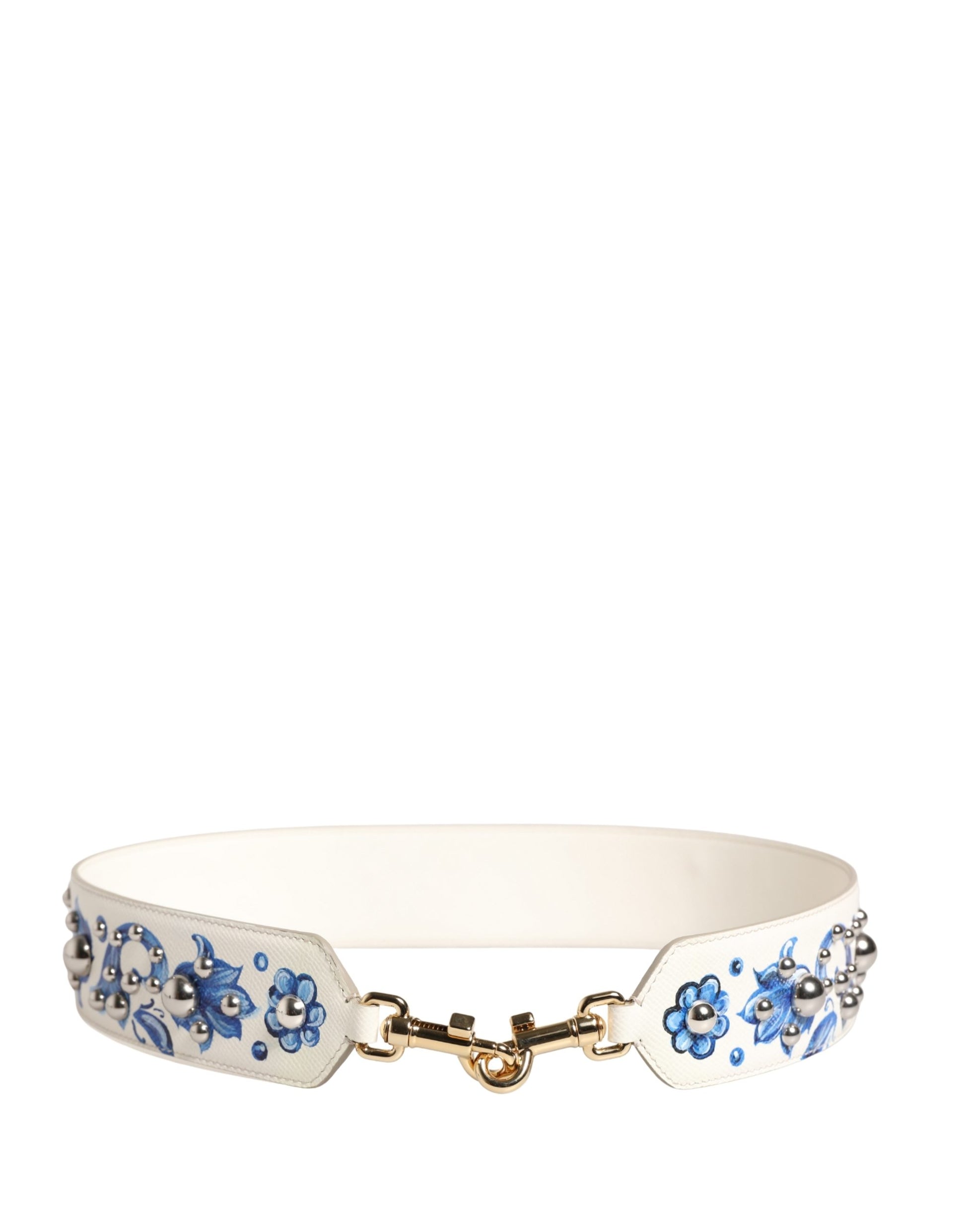 Bandoulière Dolce & Gabbana en cuir clouté blanc et bleu à motif floral