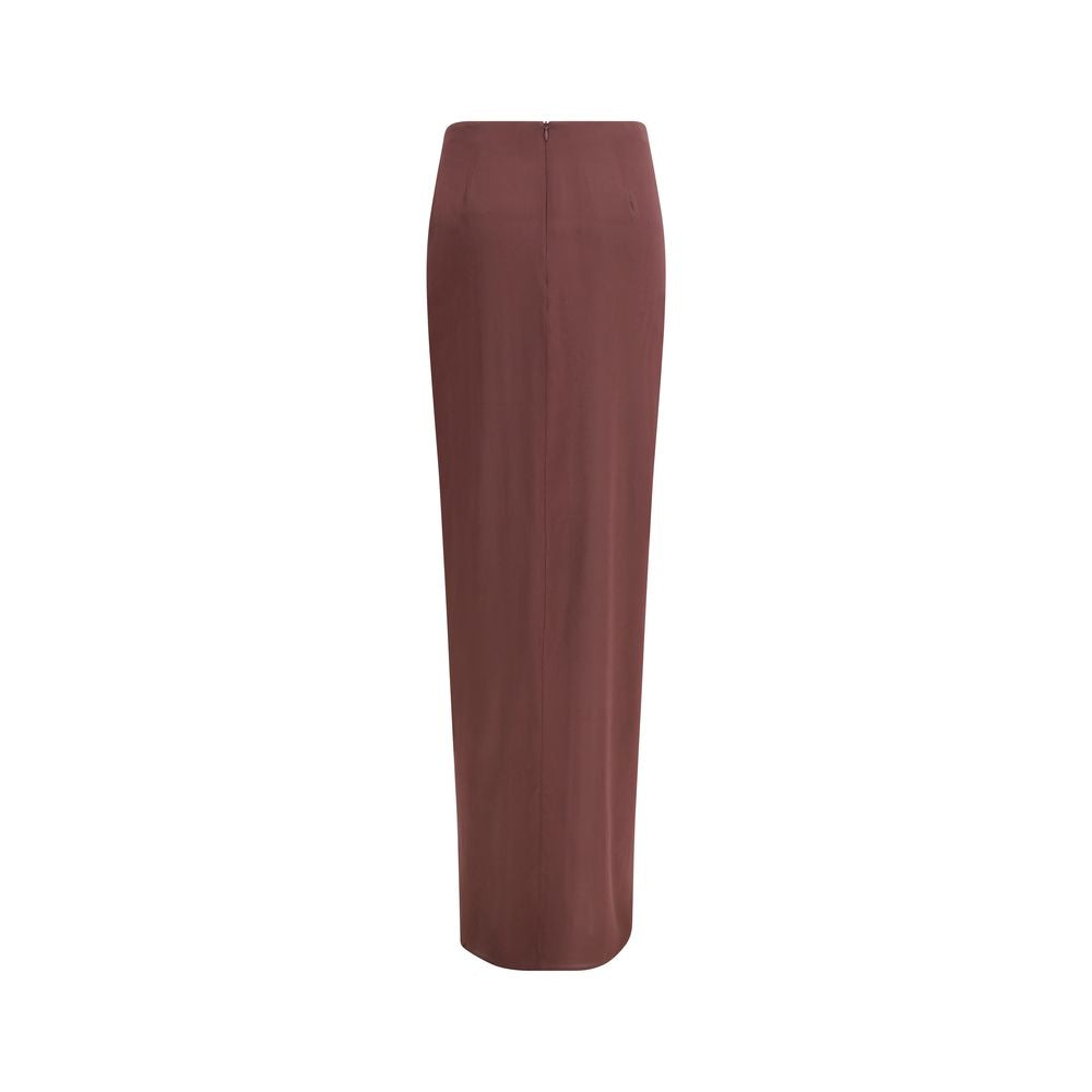 La jupe midi en soie marron Andamane