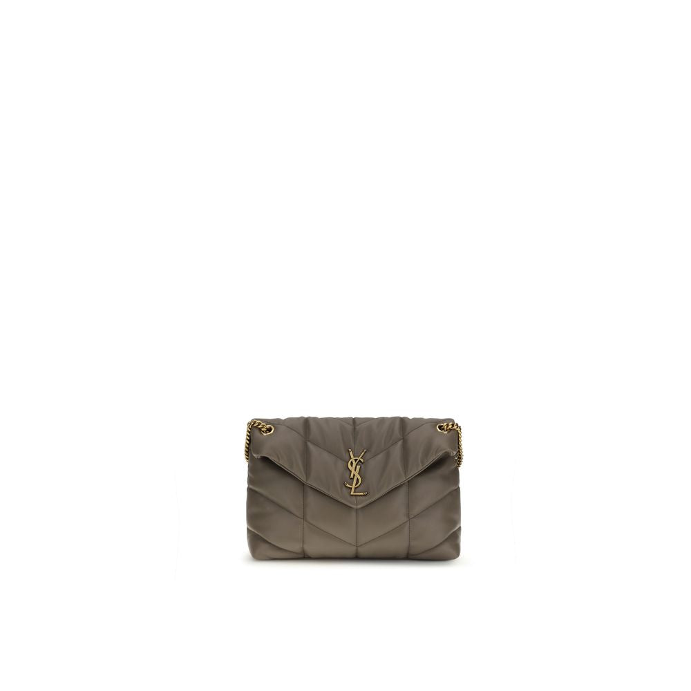 Sac à bandoulière en cuir d'agneau gris Saint Laurent