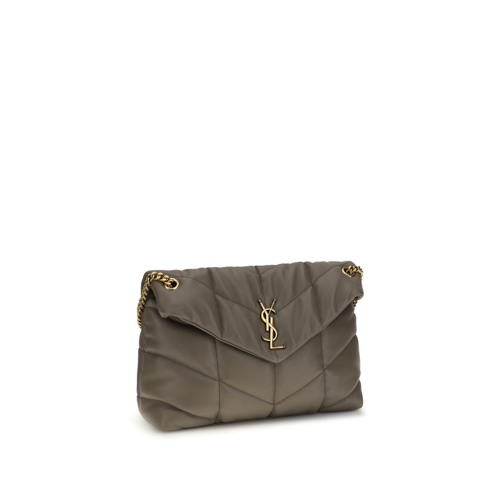 Sac à bandoulière en cuir d'agneau gris Saint Laurent