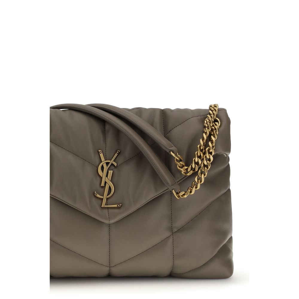 Sac à bandoulière en cuir d'agneau gris Saint Laurent