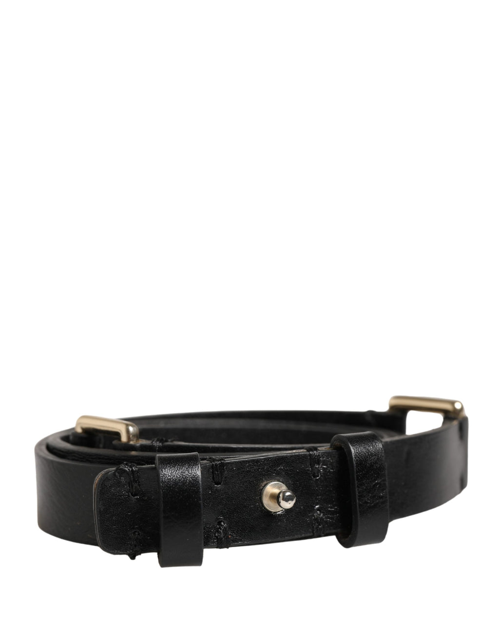 Ceinture taille GF Ferre en cuir noir avec boucle en laiton doré fine