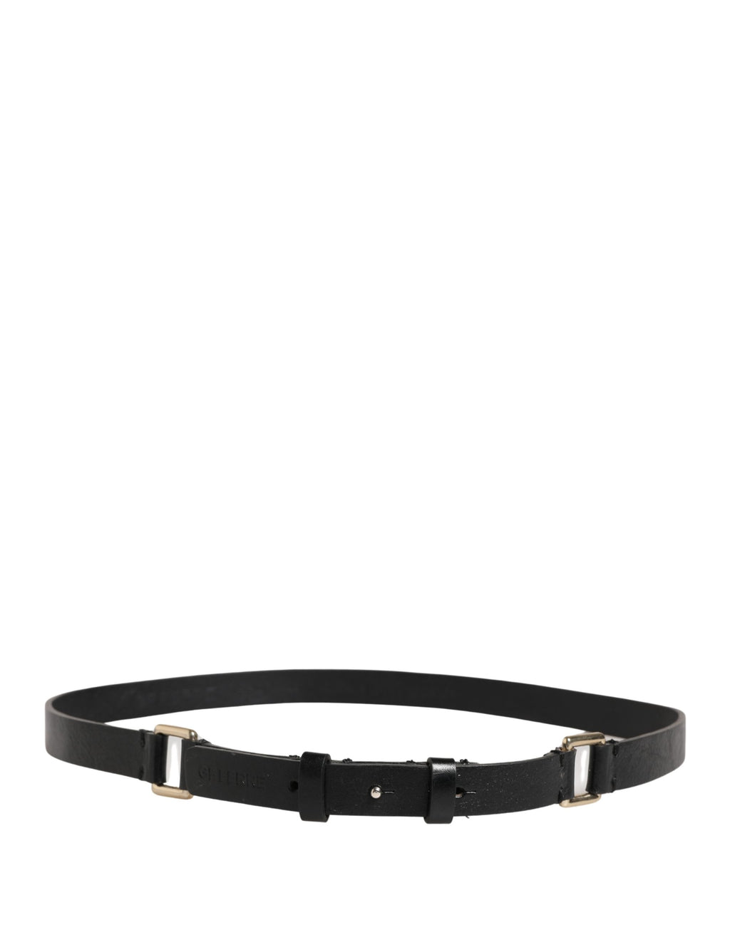 Ceinture taille GF Ferre en cuir noir avec boucle en laiton doré fine